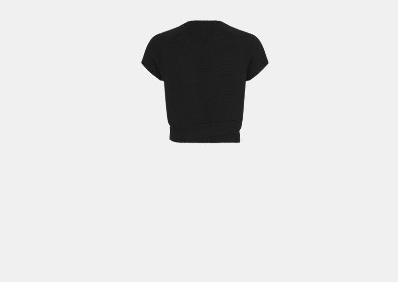 Dior o1w1db10824 Short-Sleeved Wrap-Over Sweater in Black Size XS / US 0-2 / IT 36-38 - 2 Thumbnail