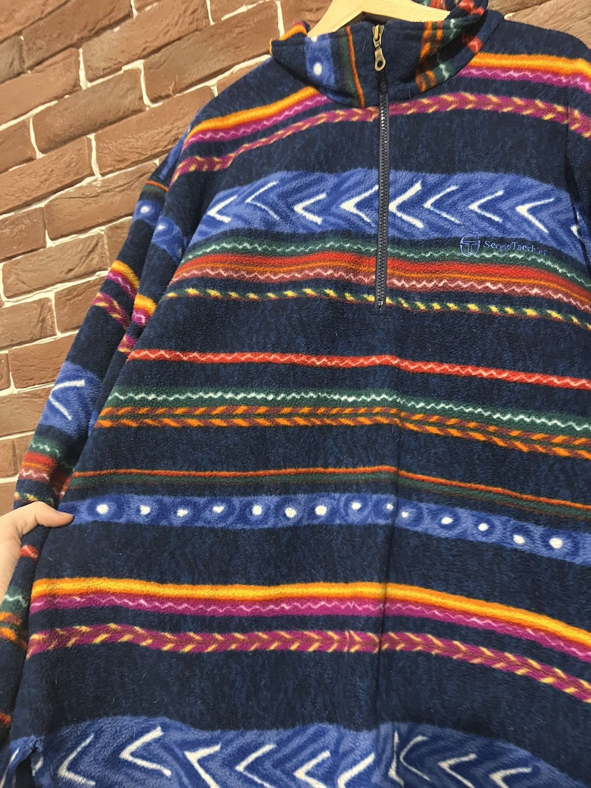 Sergio Tacchini Vintage 90s Sergio Tacchini Abstract Aztec Crazy Fleece Size US XXL / EU 58 / 5 - 3 Thumbnail