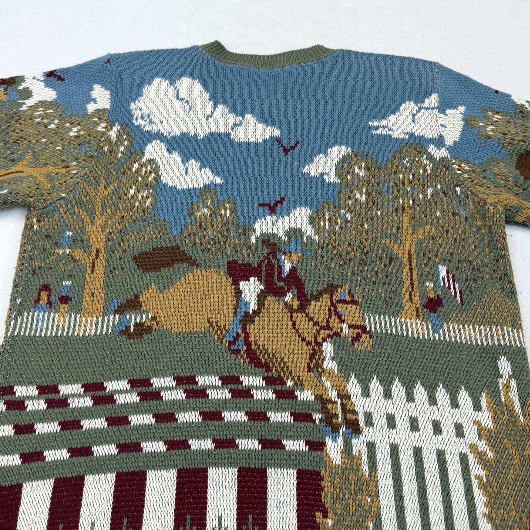 Vintage VINTAGE Alfred Dunner Sweater Womens Medium Green Horse Equestrian Scene USA Size M / US 6-8 / IT 42-44 - 7 Thumbnail