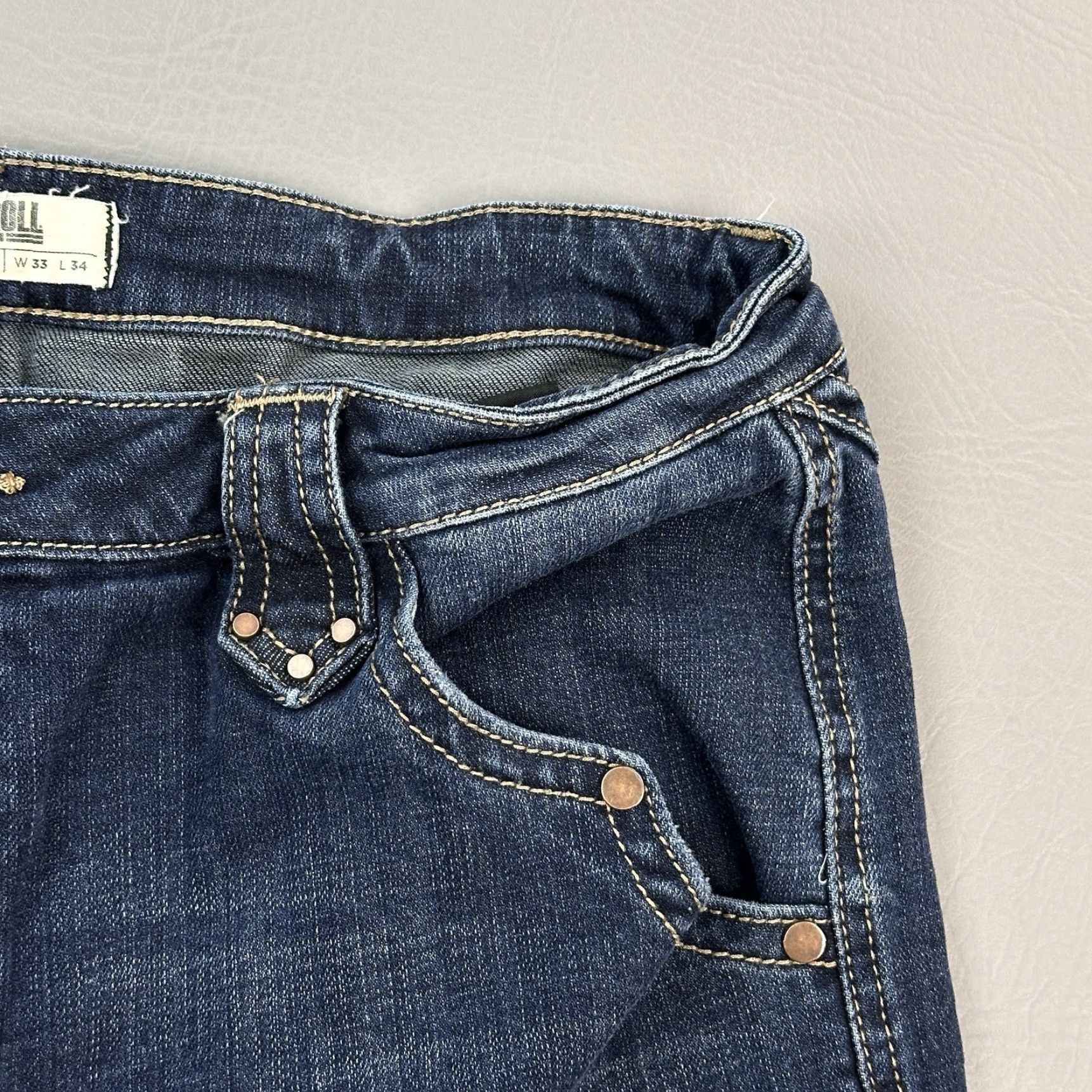 Vintage Rock & Roll Denim Jeans Women’s 33x34 33x33 Flare High Rise Trouser Rivet Detail Size 24" / US 00 / IT 34 - 7 Thumbnail