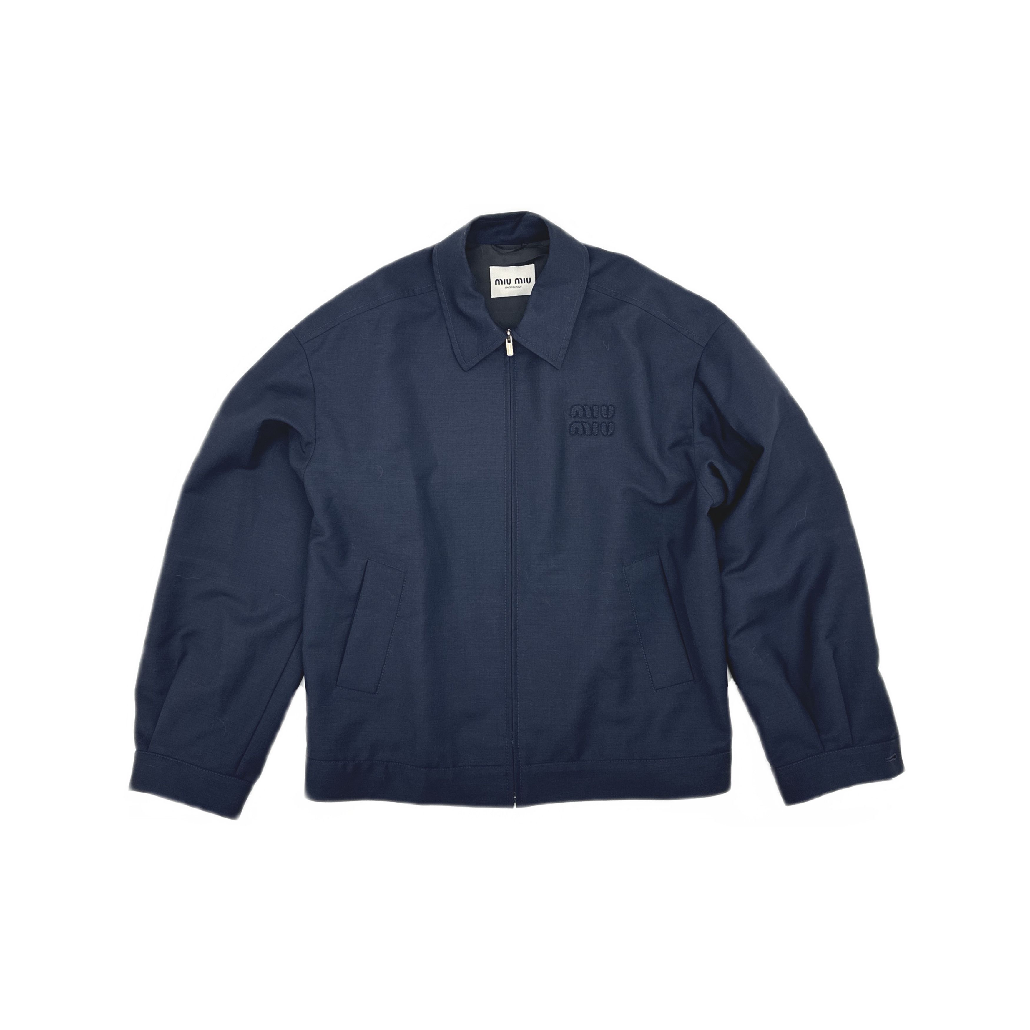 Miu Miu Miu Miu Navy Zip-Up Jacket Size 40 Size S / US 4 / IT 40 - 1 Thumbnail