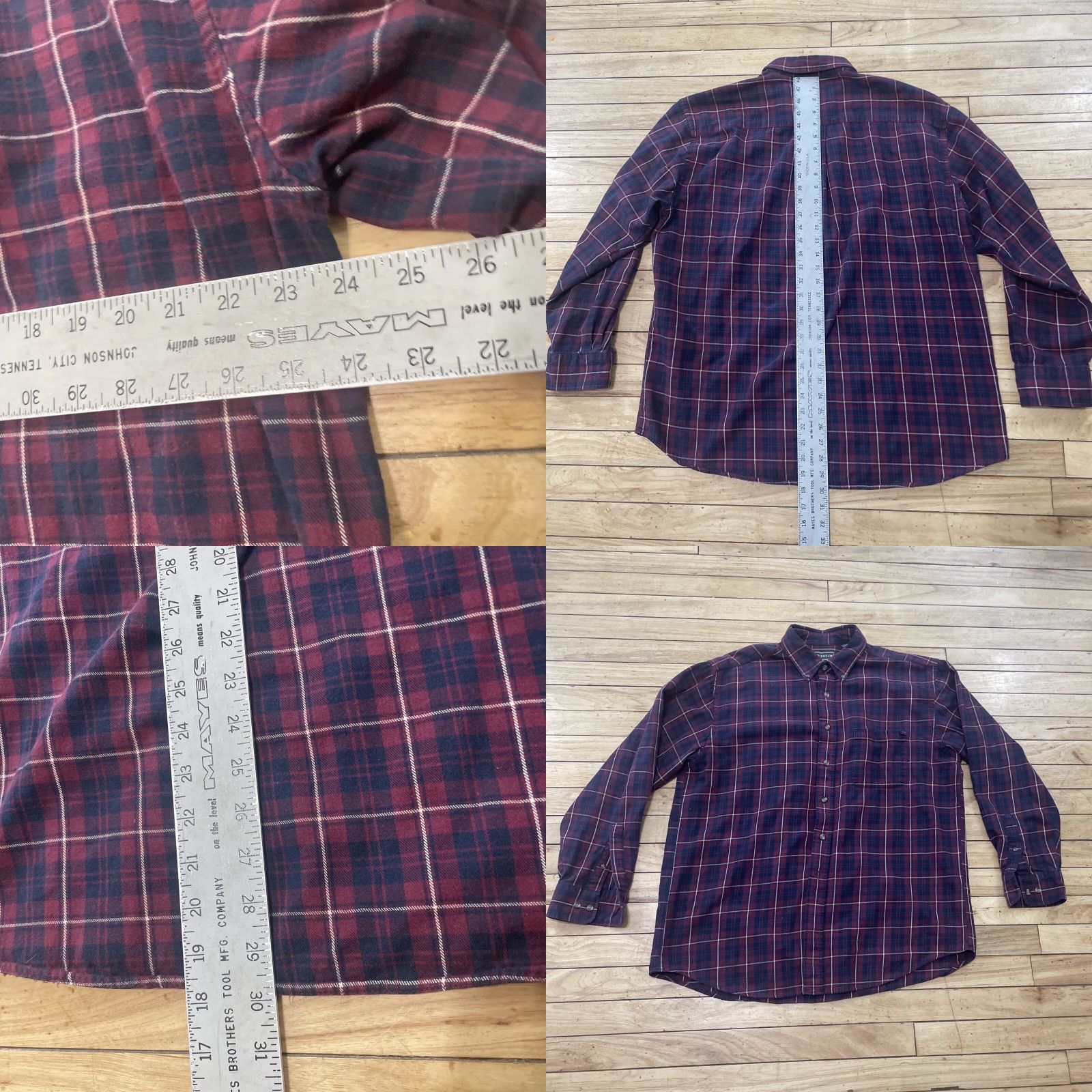 Vintage David Taylor Button Down Shirt Men L Dark Red Check Plaid Lightweight Oxford Size US L / EU 52-54 / 3 - 8 Thumbnail