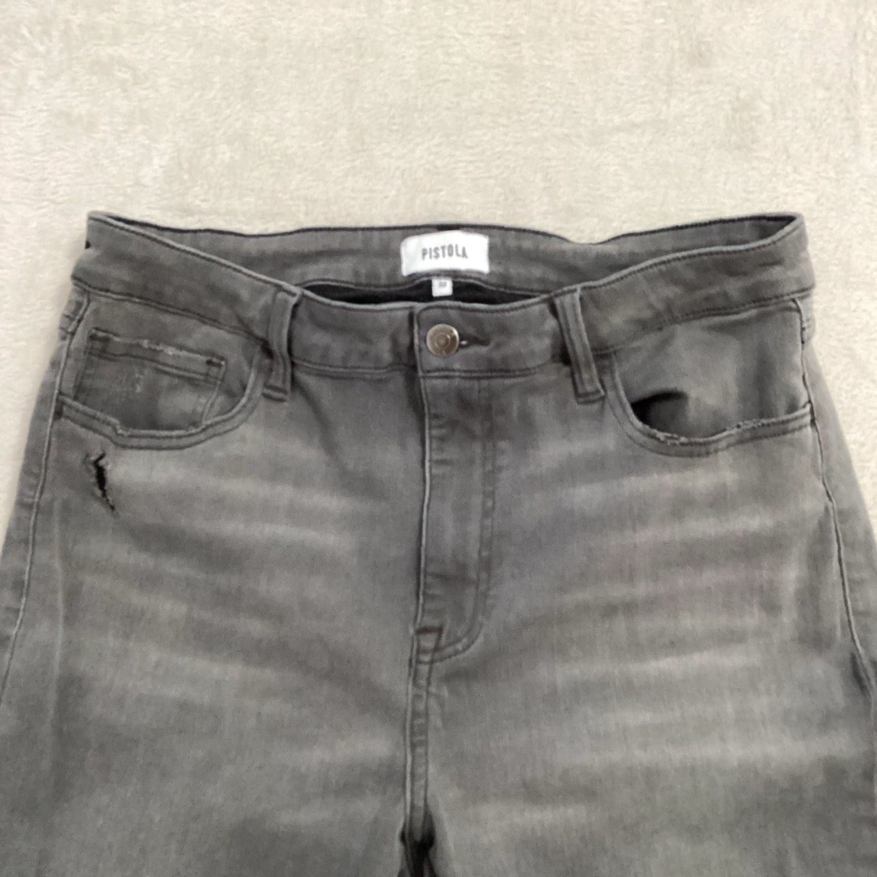 Pistola Pistola Jeans Womens Slim Skinny High Rise Distressed 32 Gray Arianna 30x26.5 Jeans Size 24" / US 00 / IT 34 - 4 Thumbnail