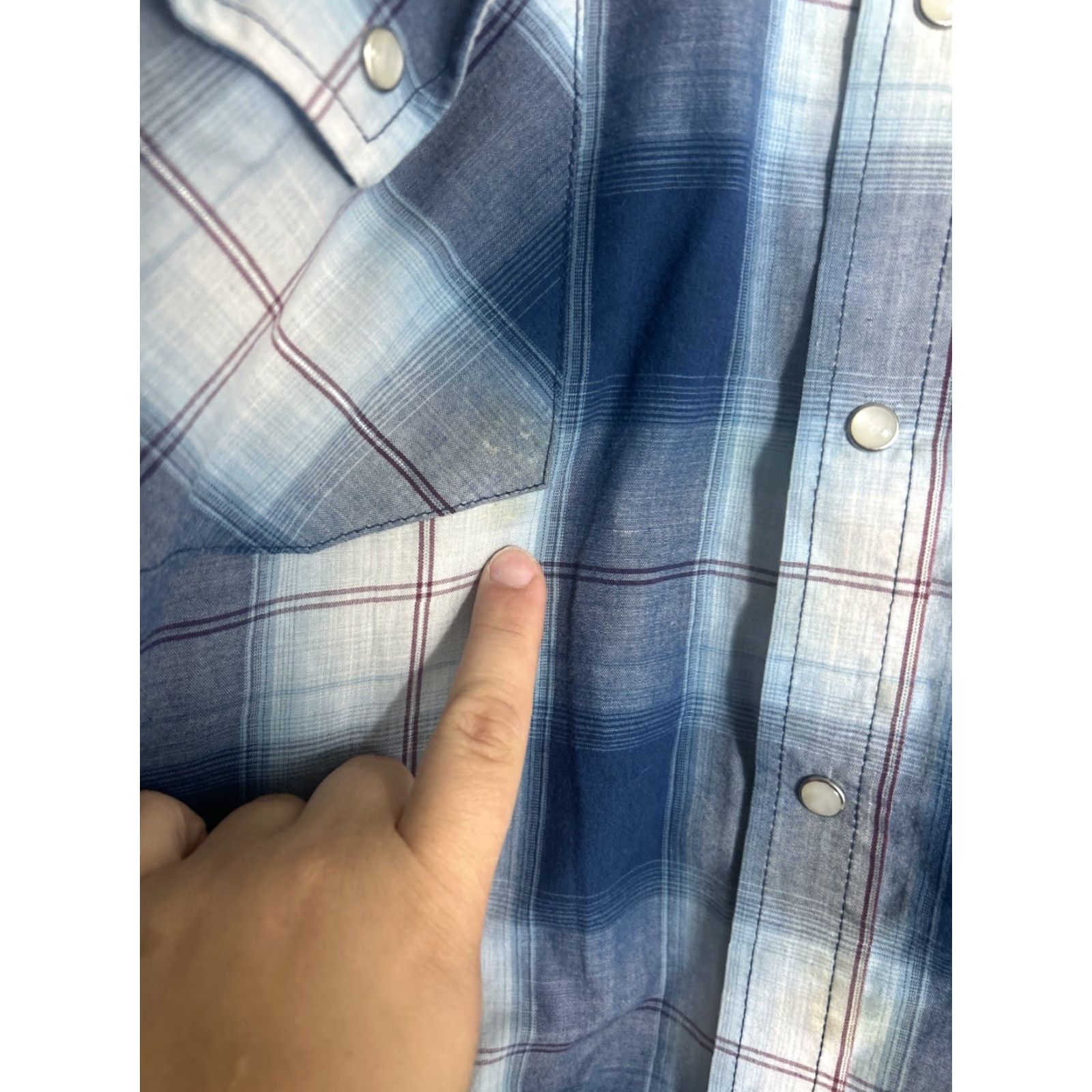 Vintage Ely Cattlemen Mens XL Short Sleeve Pearl Snap Shirt Blue Plaid Cotton Size US XL / EU 56 / 4 - 4 Thumbnail