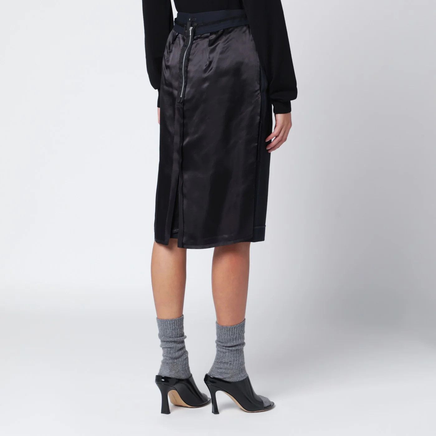 Maison Margiela o1d2blof0426 Satin Side Skirt in Navy Size 27" / US 4 / IT 40 - 4 Thumbnail