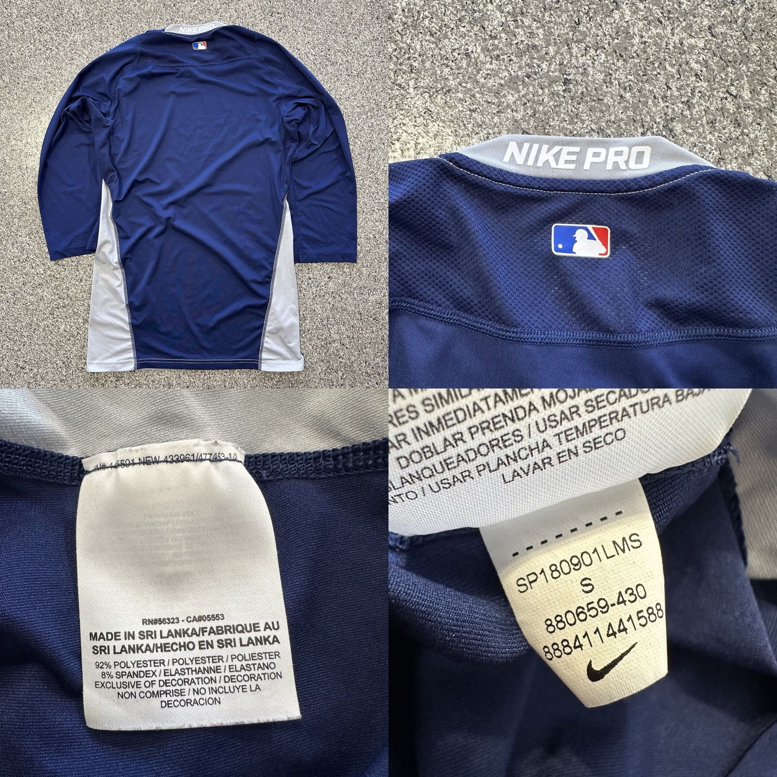 Nike Nike Pro MLB Baseball Shirt Nike Pro MLB Shirt Mens S Raglan 3/4 Navy Gray Dri-Fit Baseball Shirt Gray Nike Pro Size US S / EU 44-46 / 1 - 8 Thumbnail
