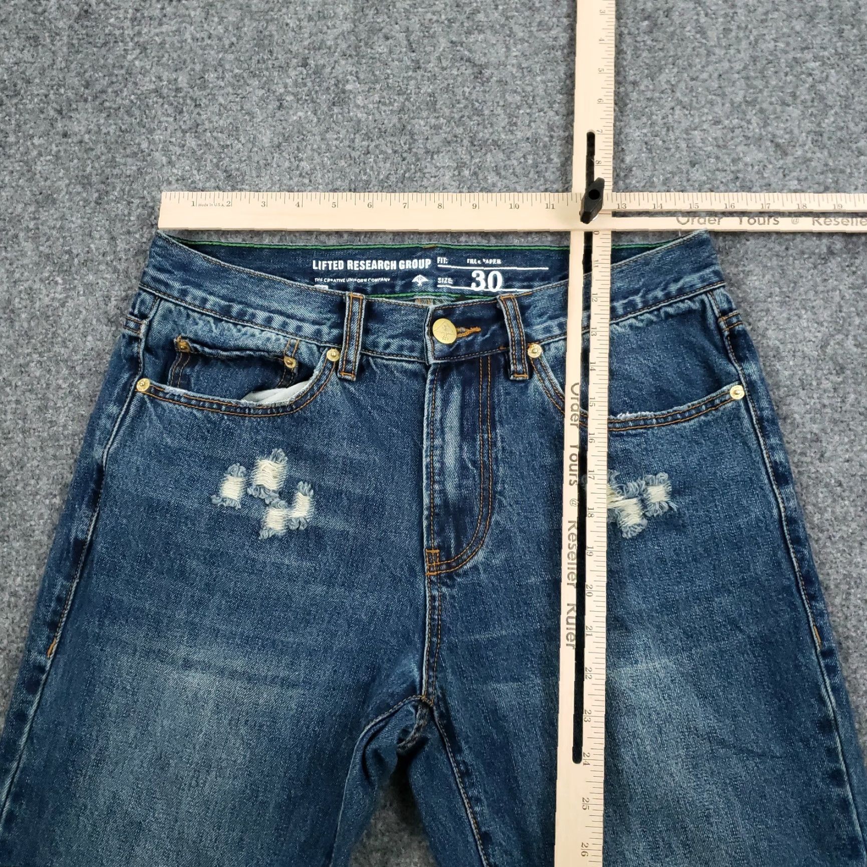 Vintage LRG Jeans Mens 30x30 Blue Denim True Taper Distressed Straight Leg Cotton Size US 30 / EU 46 - 4 Thumbnail