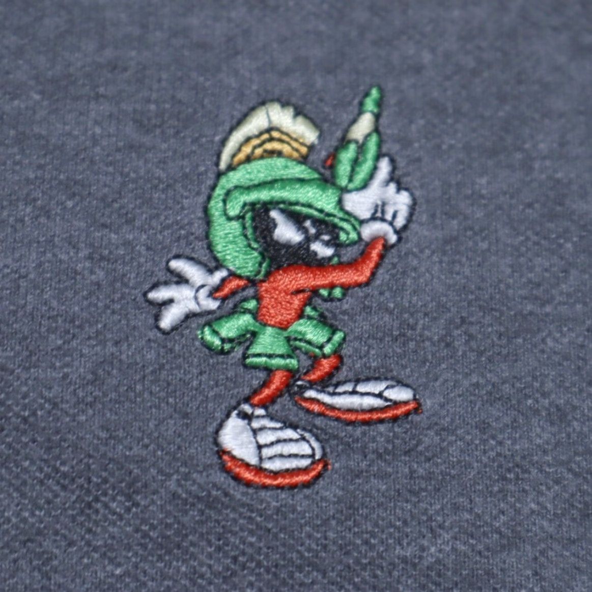 Vintage VTG Warner Bros Marvin Martian Sharp Shooter Polo Shirt Gray Men's L Shirt Size US L / EU 52-54 / 3 - 7 Thumbnail
