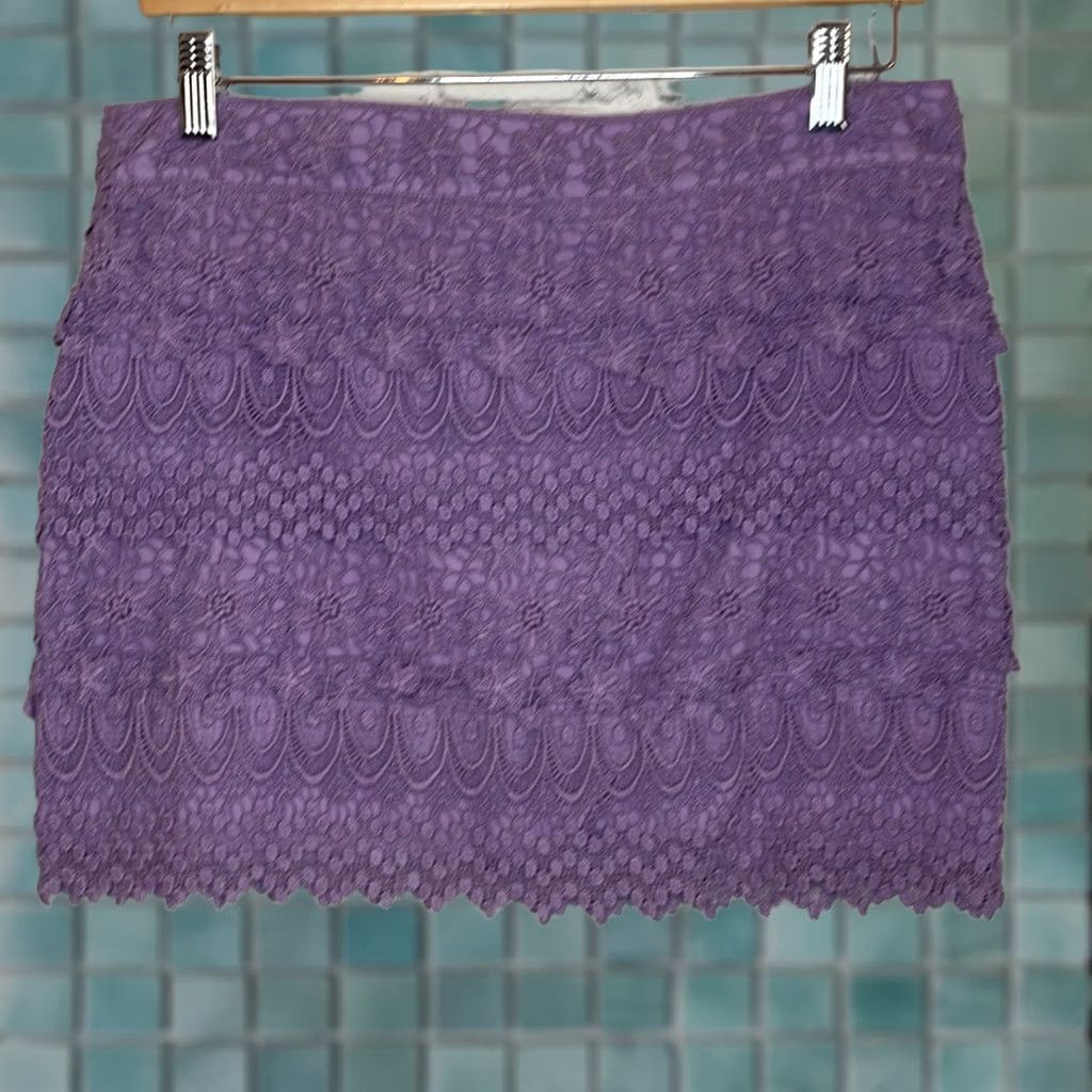 Vintage VINTAGE American Eagle Skirt Women Purple Lace Mini 6 New with tags Size 28" / US 6 / IT 42 - 1 Thumbnail
