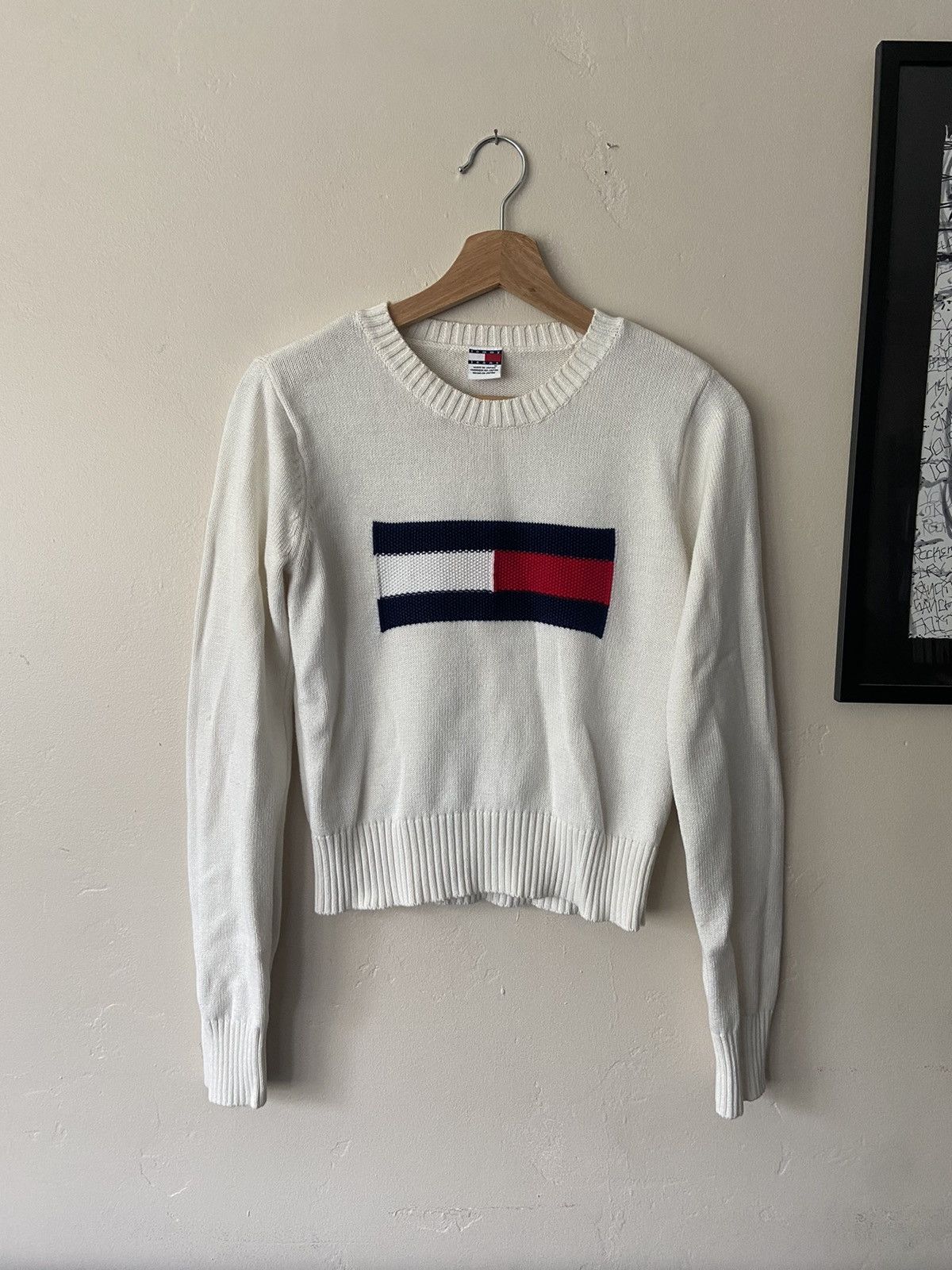 image of Tommy Hilfiger Made In Japan Logo Sweater in White, Women's (Size Medium)