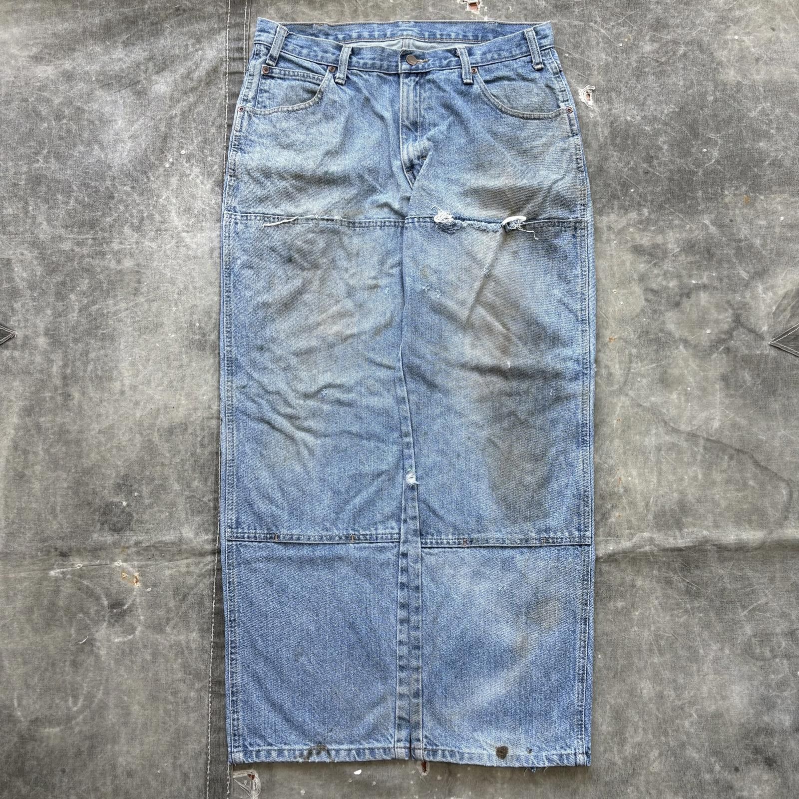 Dickies Vintage Distressed Dickies Double Knee Baggy Wide Leg Jeans Size US 33 - 1 Thumbnail