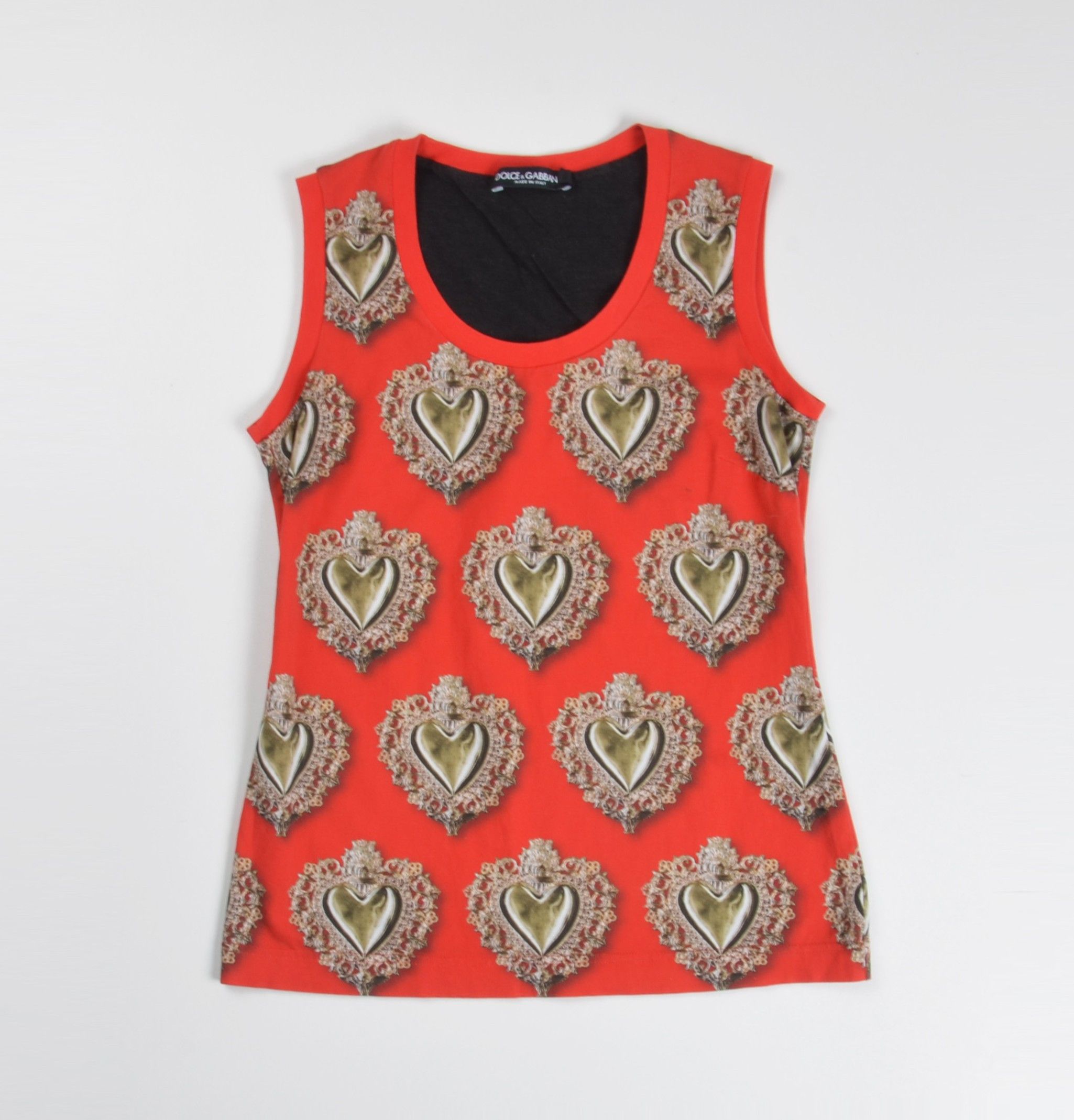 Dolce & Gabbana Vintage Dolce & Gabbana Y2K Heart Print Red Tank Top Size M / US 6-8 / IT 42-44 - 3 Thumbnail