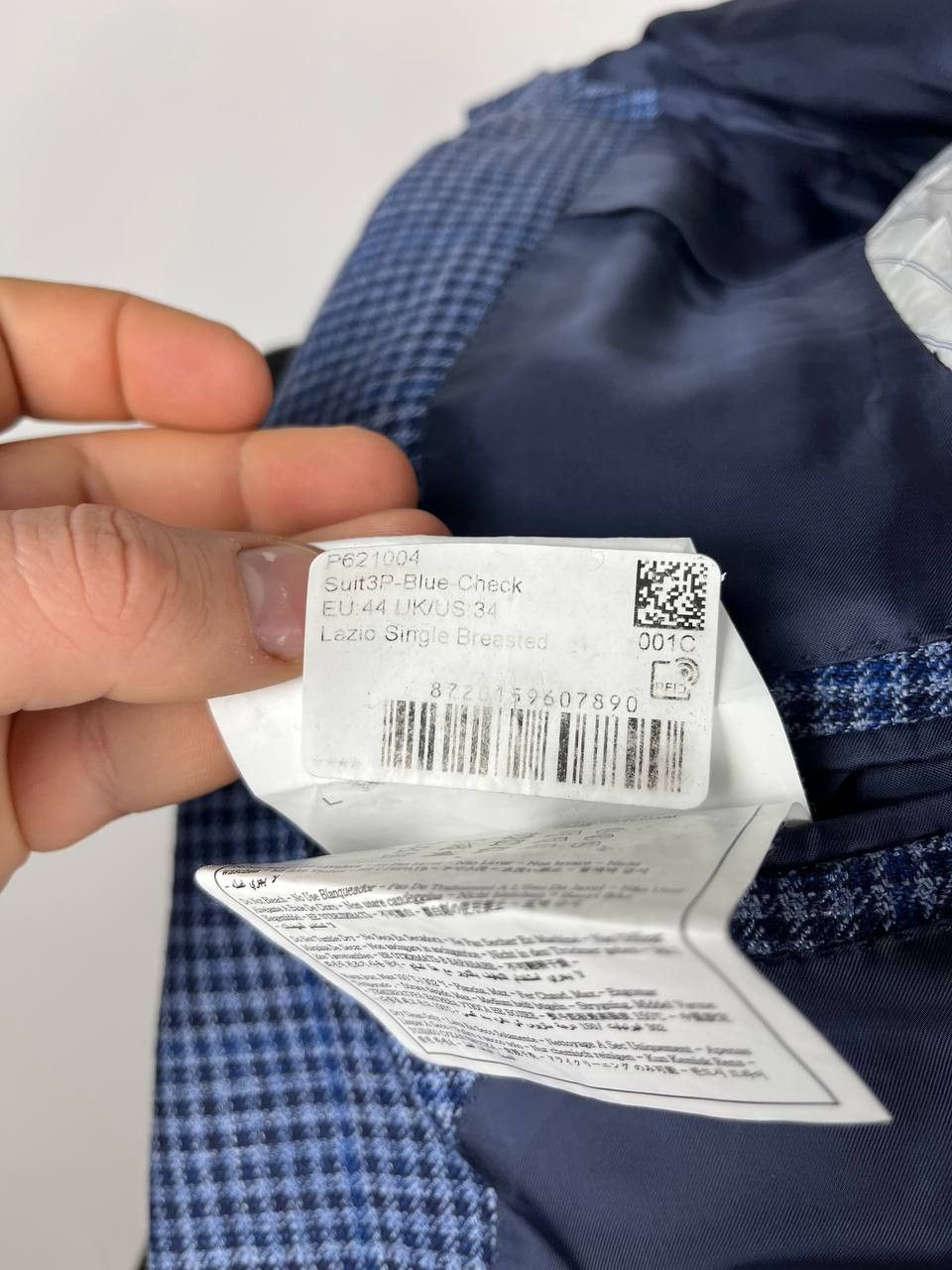 Suitsupply Suitsupply Lazio Wool Silk Linen Check Blue Blazer Size 44 Size 44R - 11 Thumbnail