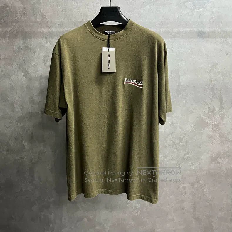 Balenciaga Balenciaga Khaki Logo Letter Round Neck Short Sleeve T-Shi Size US S / EU 44-46 / 1 - 1 Thumbnail