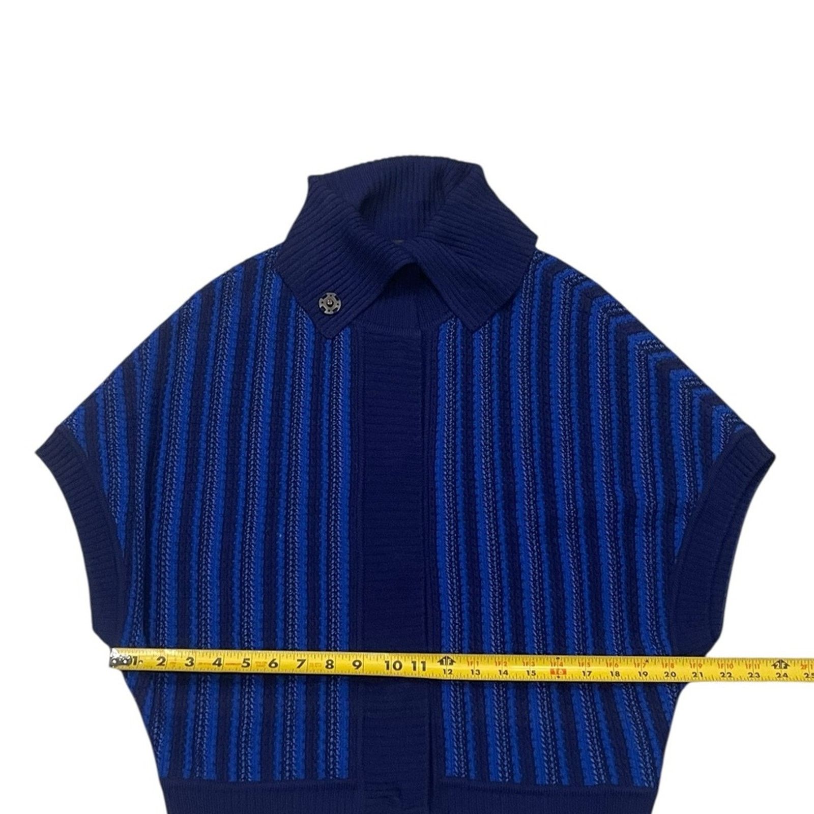 St. John St. John Navy and Royal Blue Cowl Neck Sweater Size:S Size S / US 4 / IT 40 - 9 Thumbnail