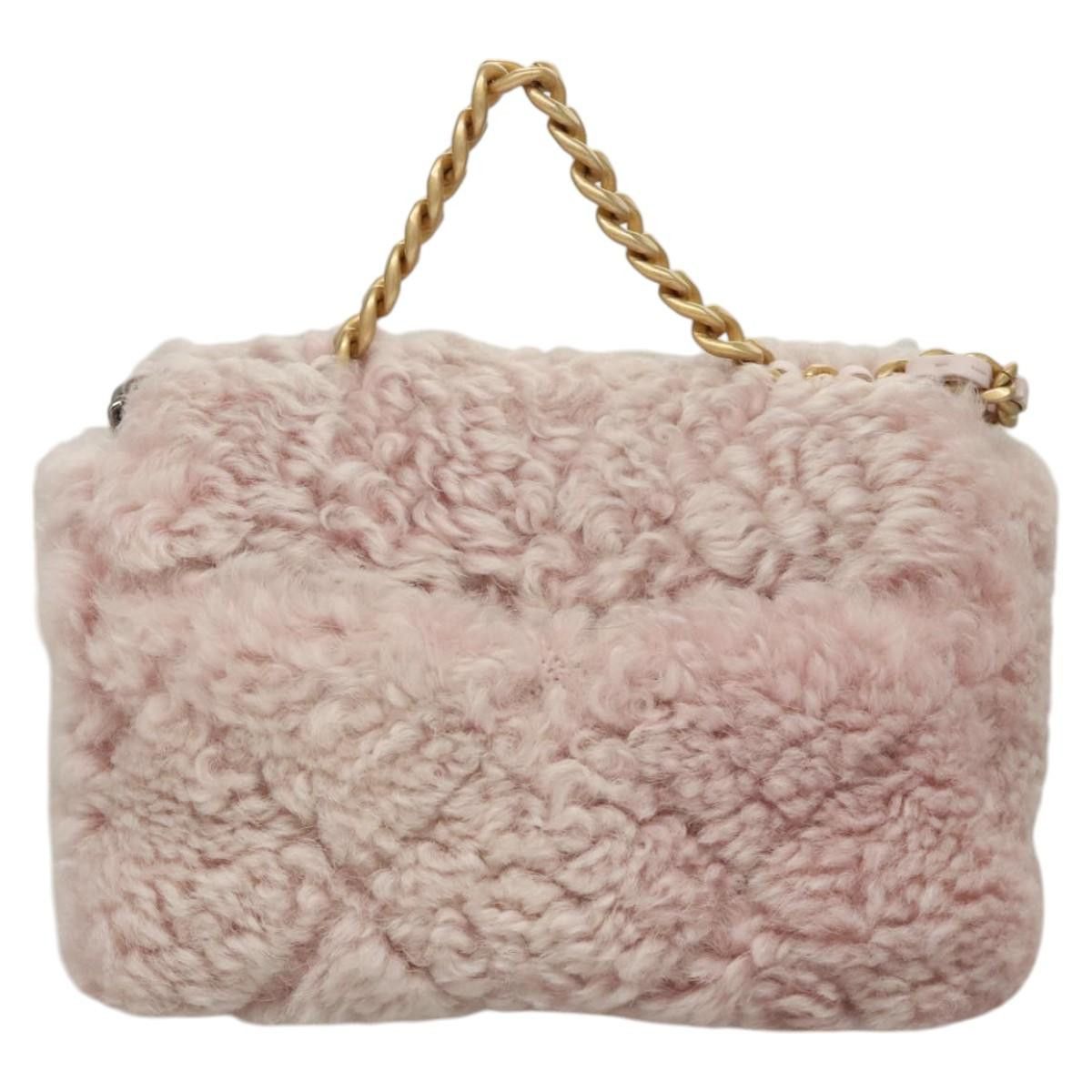 CHANEL Shearing Chain CHANEL 19 Bag Mouton Pink CC M95573