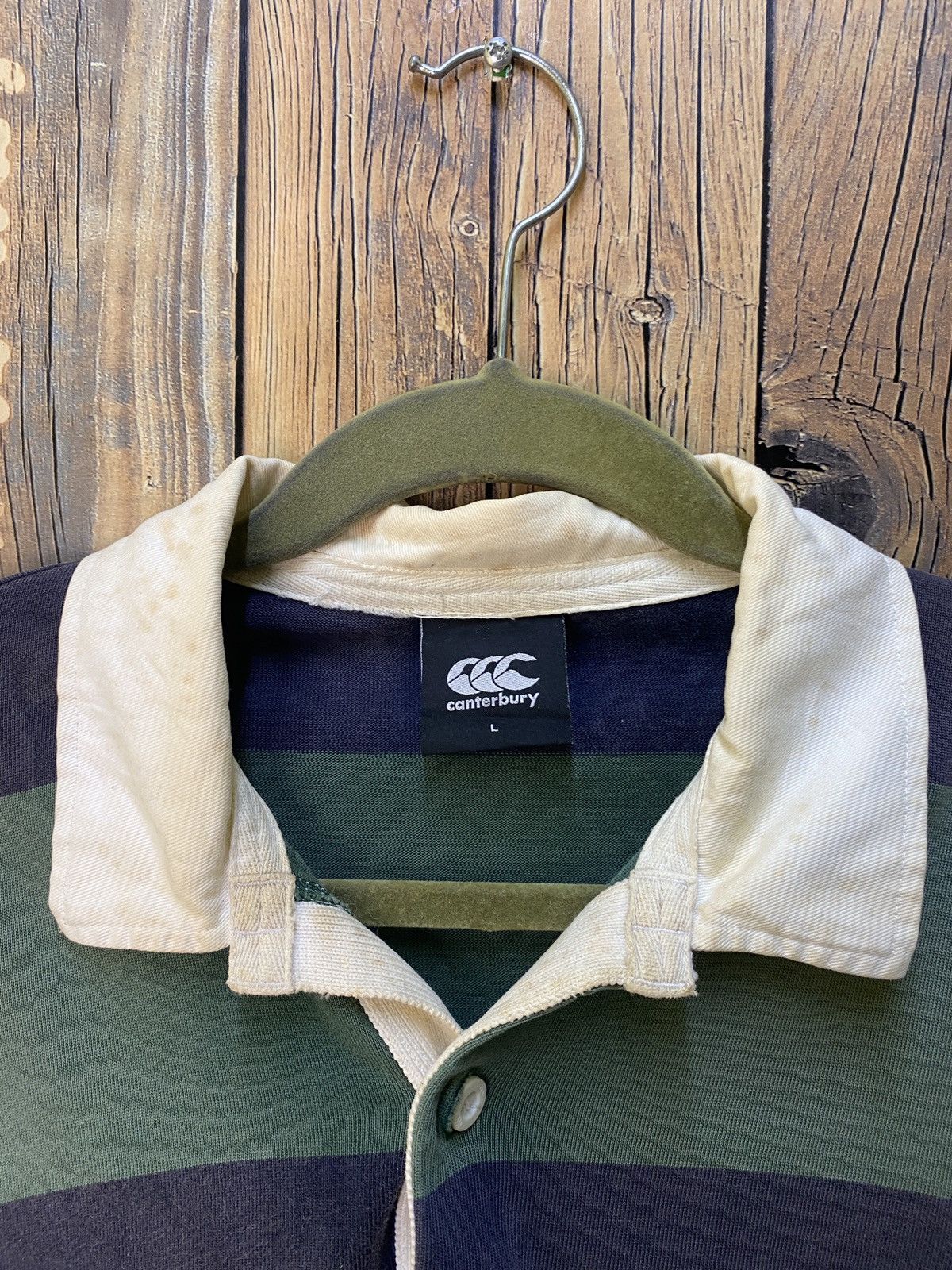 Canterbury of New Zealand × L.L. Bean × Vintage Vintage canterbury zebra line polo tee longsleeve Size US L / EU 52-54 / 3 - 7 Thumbnail