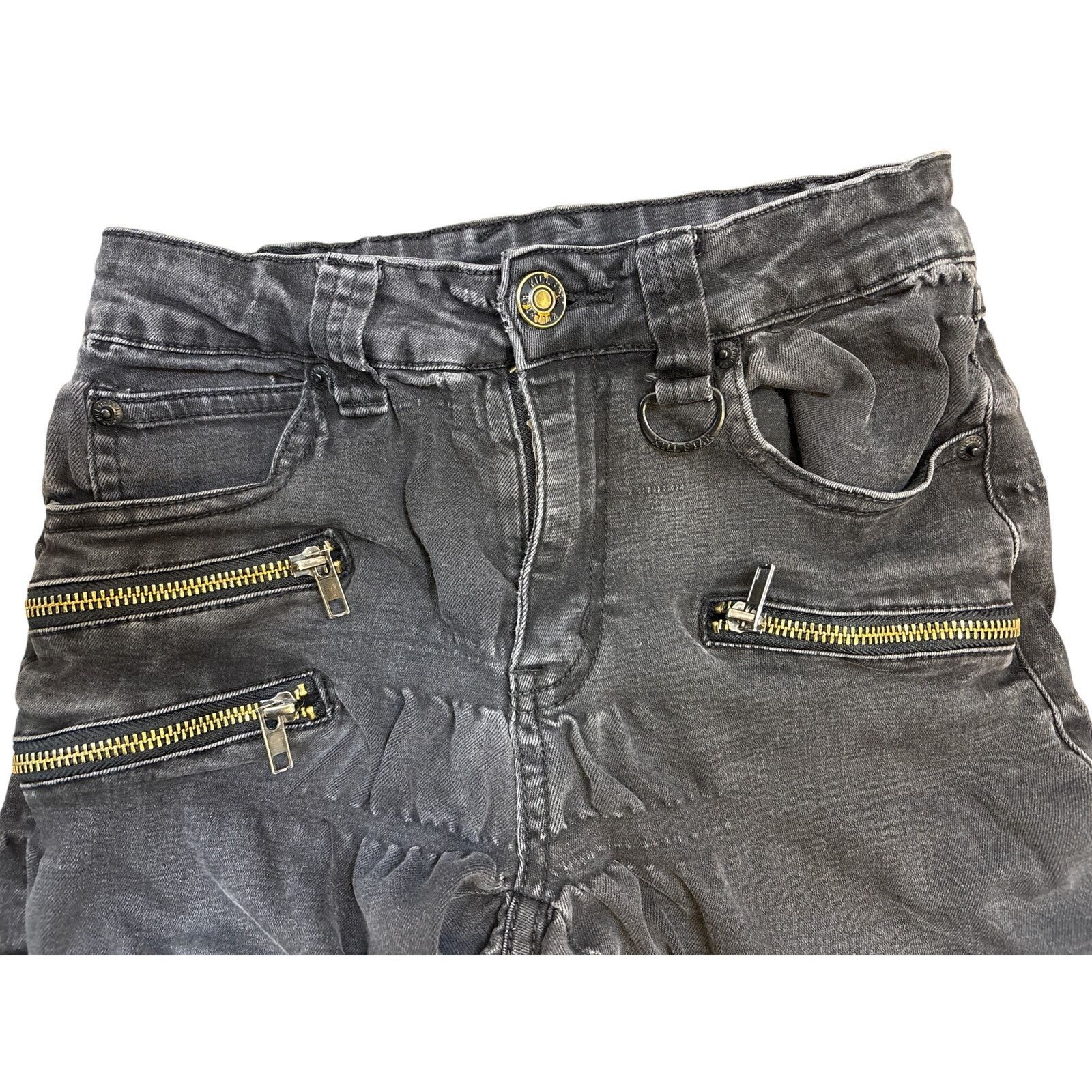 Killstar Kill star Black jeans goth tech zipper jogger 24x30 punk emo Size 24" / US 00 / IT 34 - 5 Thumbnail