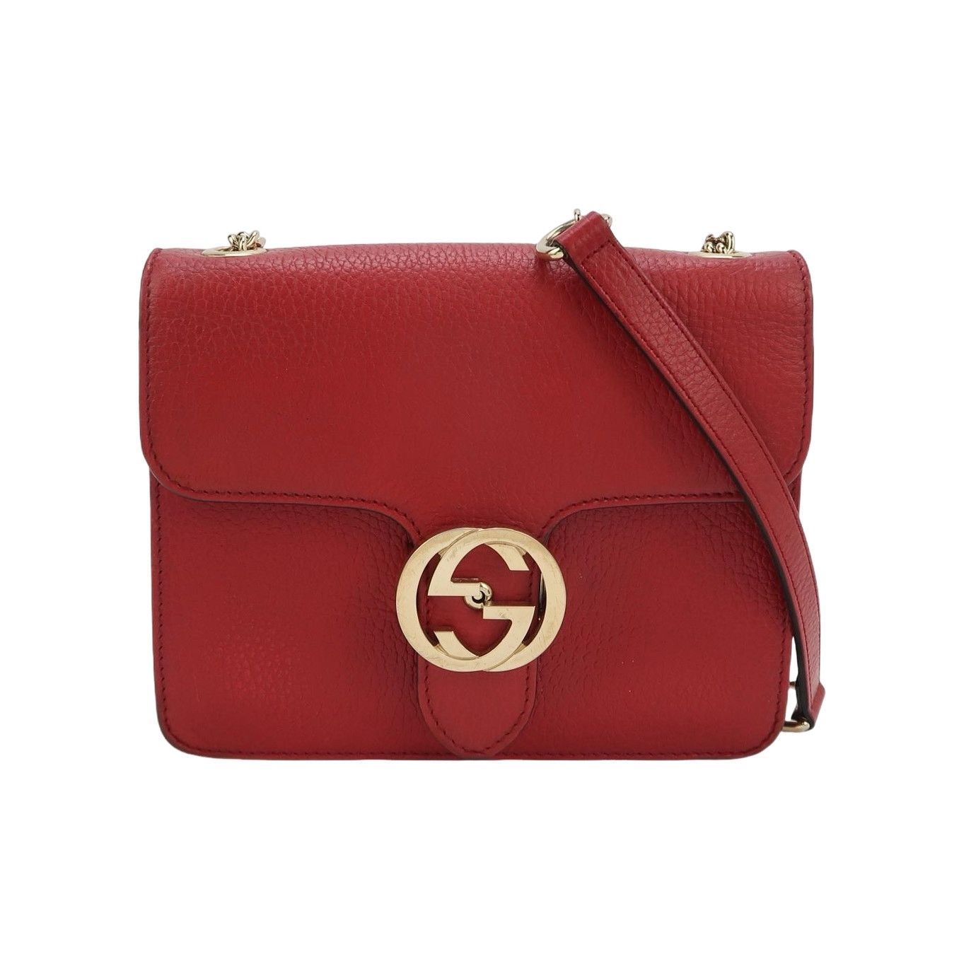 Gucci Gucci Interlocking G Red Leather Shoulder Bag Size ONE SIZE - 1 Thumbnail