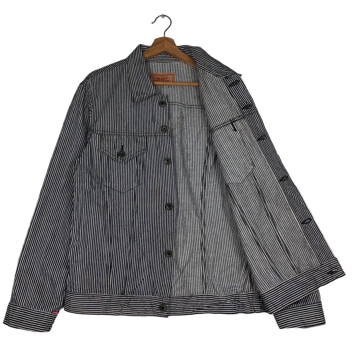 Levi's 🔥Vtg Biker Jacket Denim Hickory Design Levi’s Bondage Size US L / EU 52-54 / 3 - 9 Thumbnail