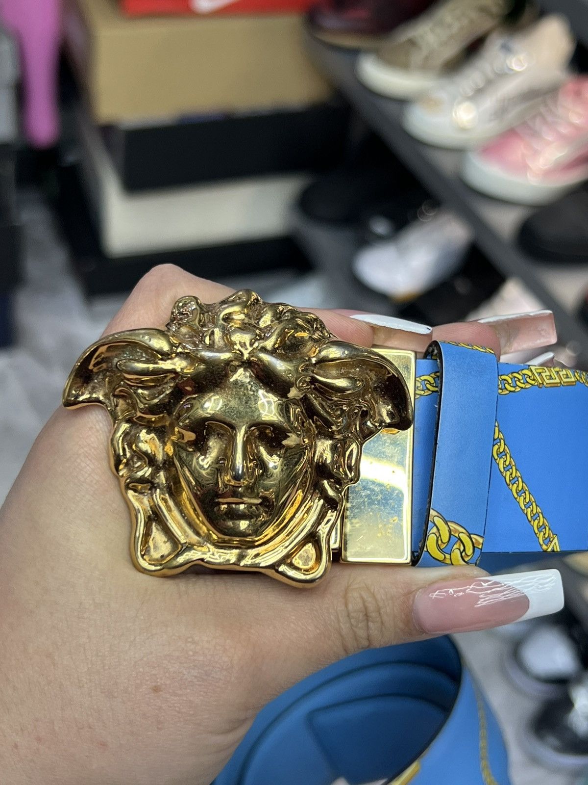 Versace Versace Blue Motif Belt Size 42 - 3 Thumbnail
