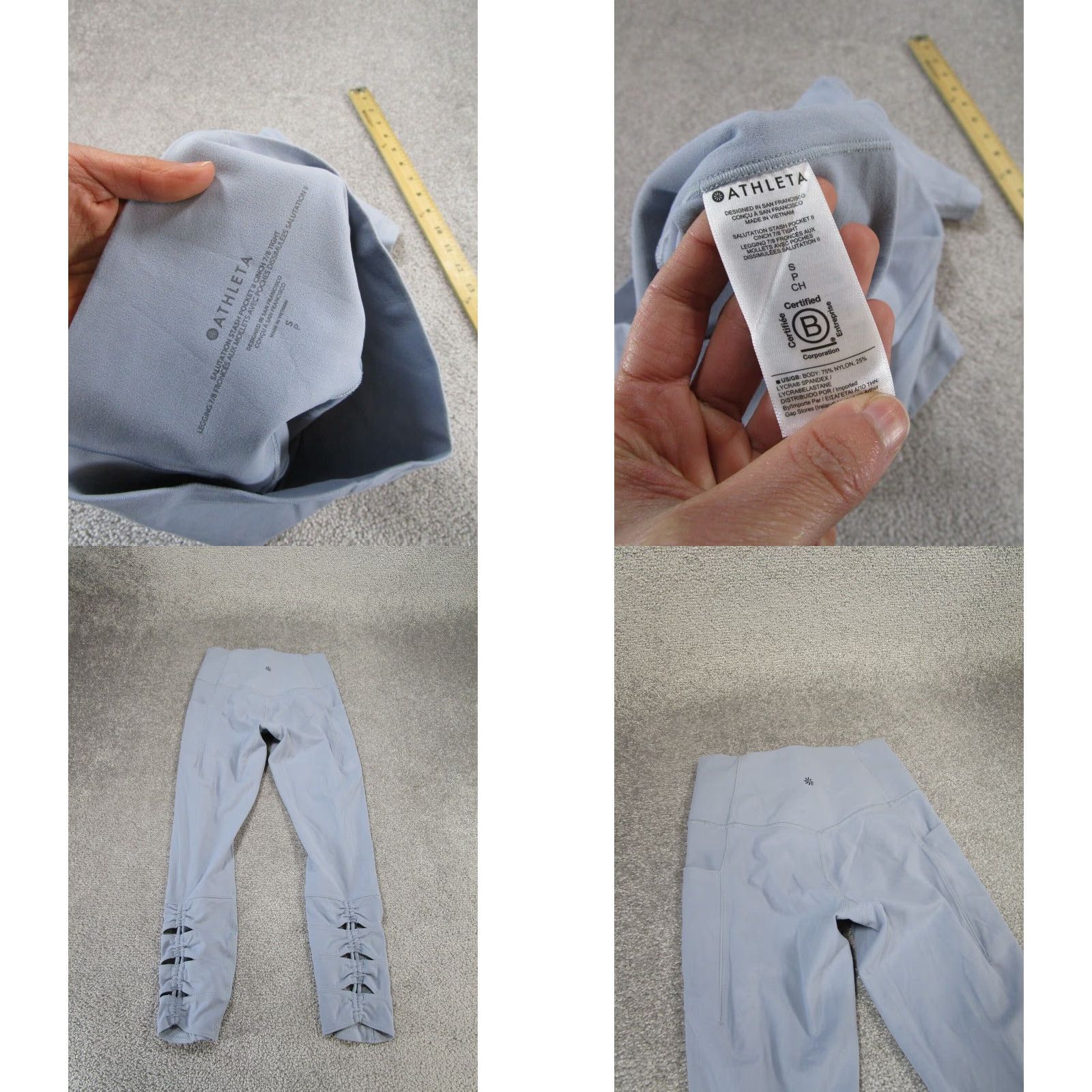 Athleta Athleta Womens Small Blue Yoga Leggings 7/8 Salutation Stash Pocket II Cropped Athleisure Size 28" / US 6 / IT 42 - 8 Thumbnail