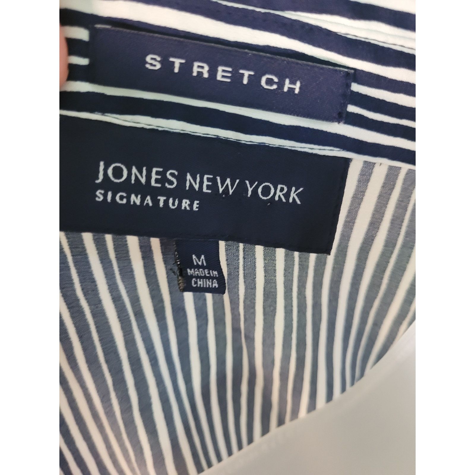Jones New York Jones New York Navy/Silver Stripe Sleeveless Blouse Sz M Size M / US 6-8 / IT 42-44 - 5 Thumbnail