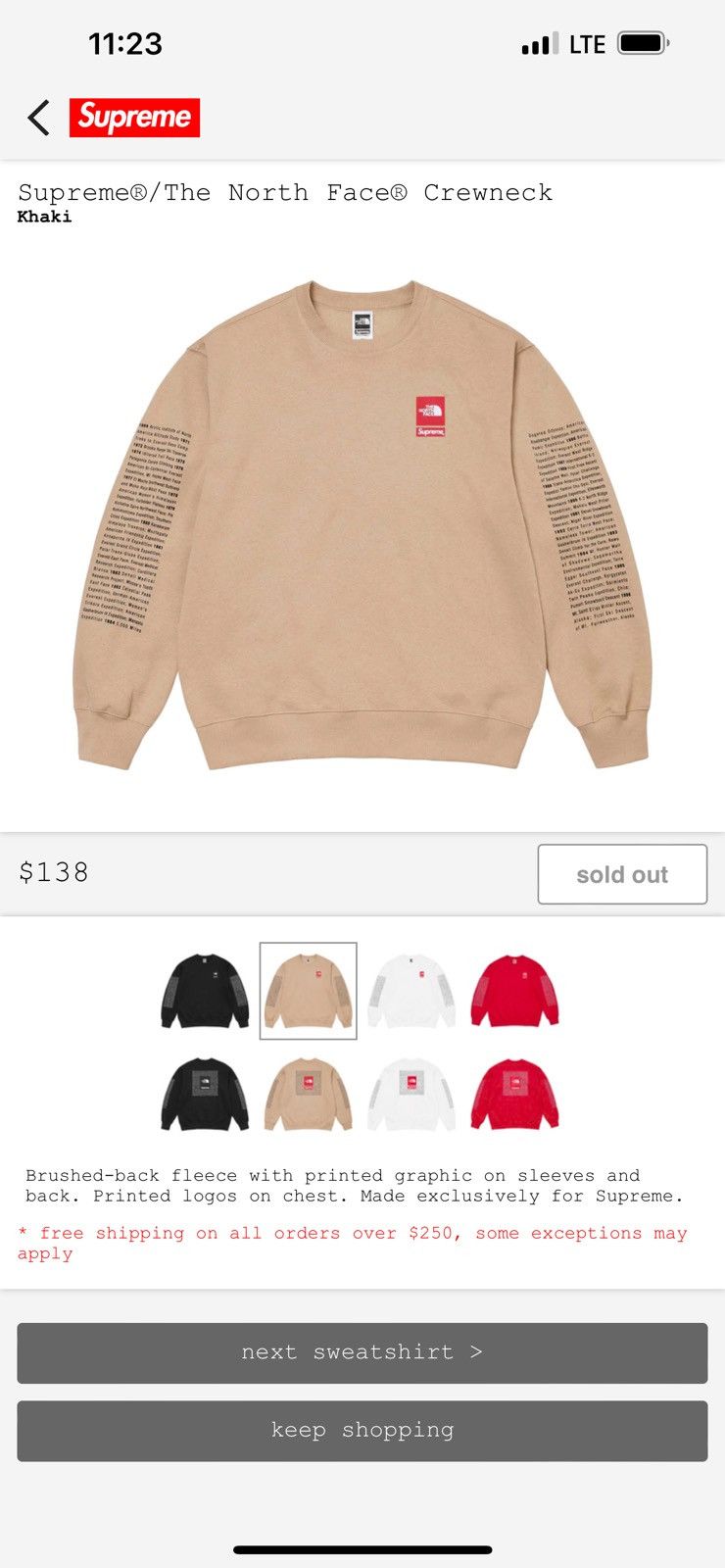 Image of Supreme/northface Crewneck (Ss24) in Khaki, Men's (Size XL)