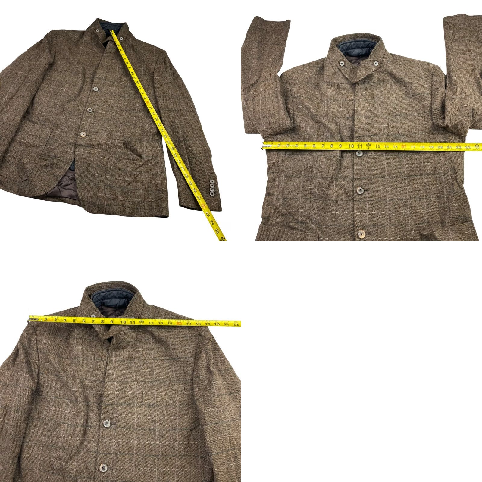 Massimo Dutti Massimo Dutti 1-Piece Mens 46 Brown Men Wool Leather Elbows Zip Hybrid Blazer Plaid 46L Size 46R - 9 Thumbnail