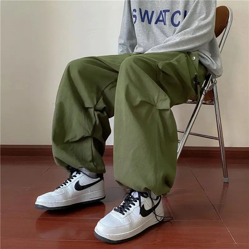 Japanese Brand × Vintage Cargo Pants Parachute Style Green Khaki Retro y2k Size US 32 / EU 48 - 2 Thumbnail
