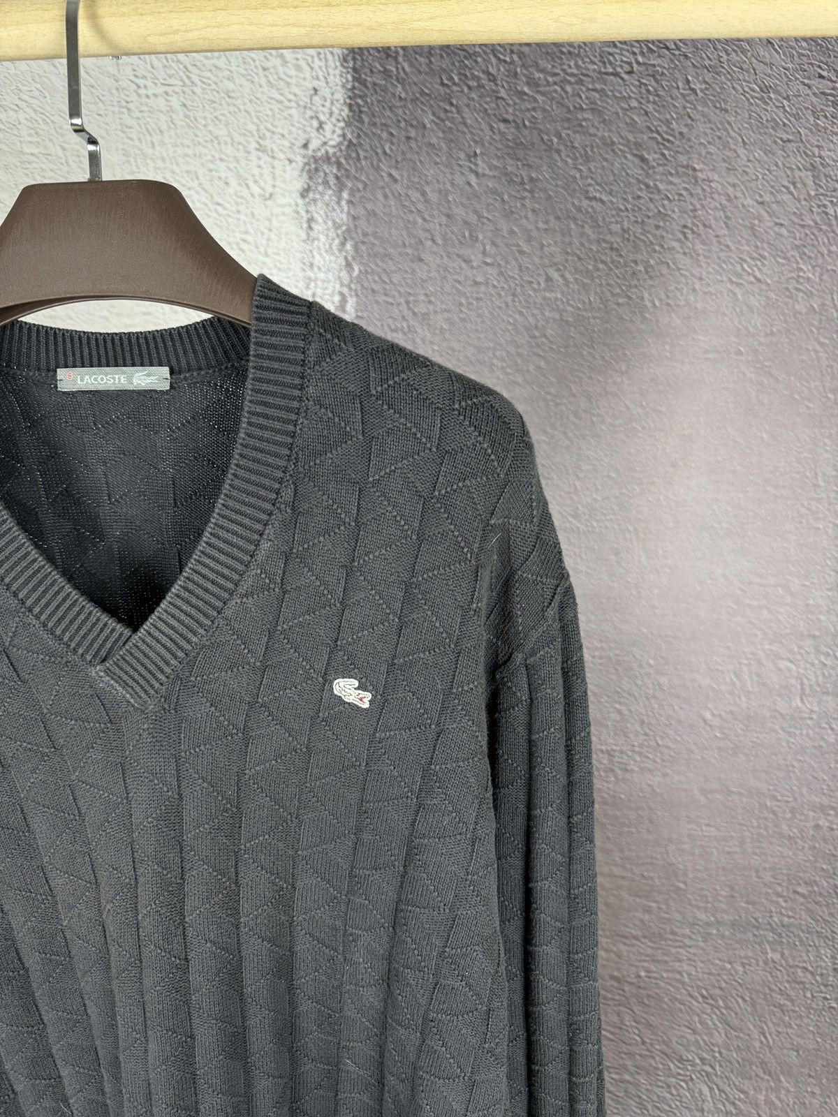 Lacoste × Vintage Lacoste vintage v-neck black faded sweater grey label Size US XL / EU 56 / 4 - 4 Thumbnail
