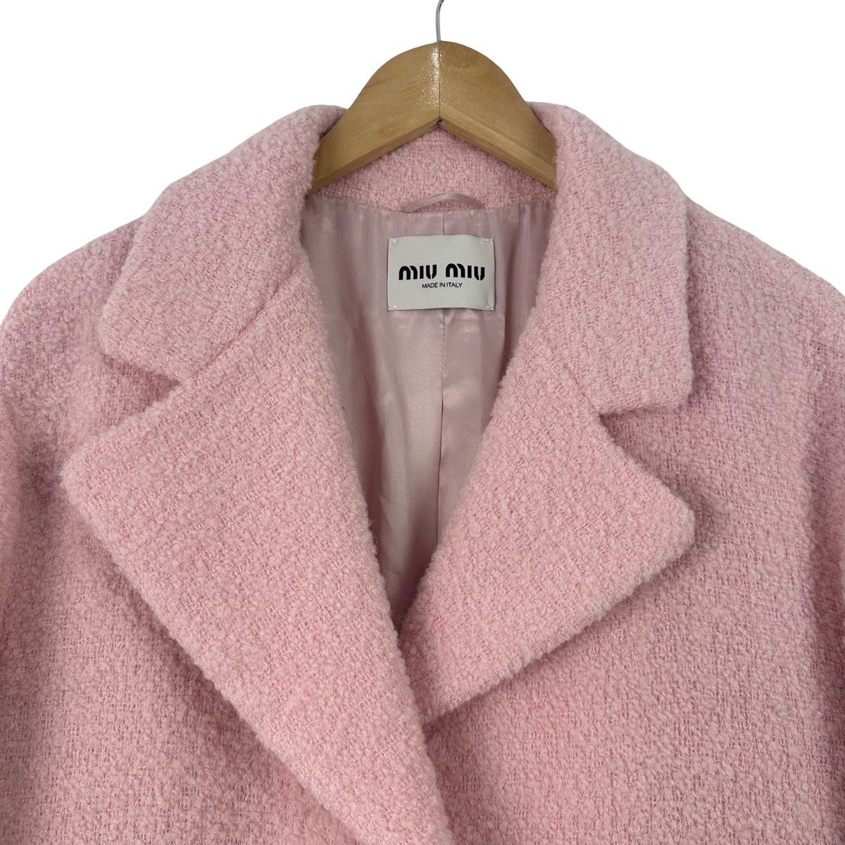 Miu Miu Miu Miu pink boucle wool belted coat Size S / US 4 / IT 40 - 3 Thumbnail