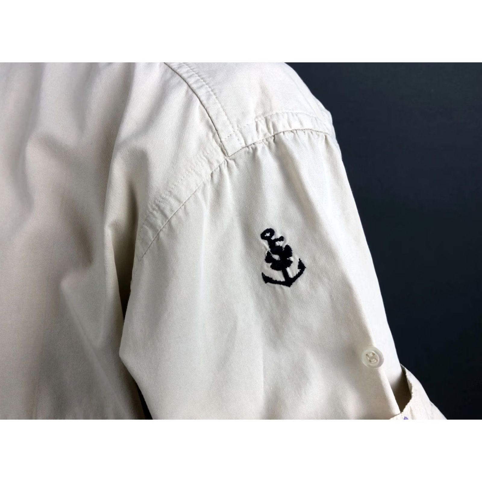 Vintage Iceberg Button-Down Shirt Men L Beige Cotton Short Sleeve Casual Classic Embroidered Left Chest Pocket Shirt (US Buyer Note) Size US L / EU 52-54 / 3 - 7 Thumbnail