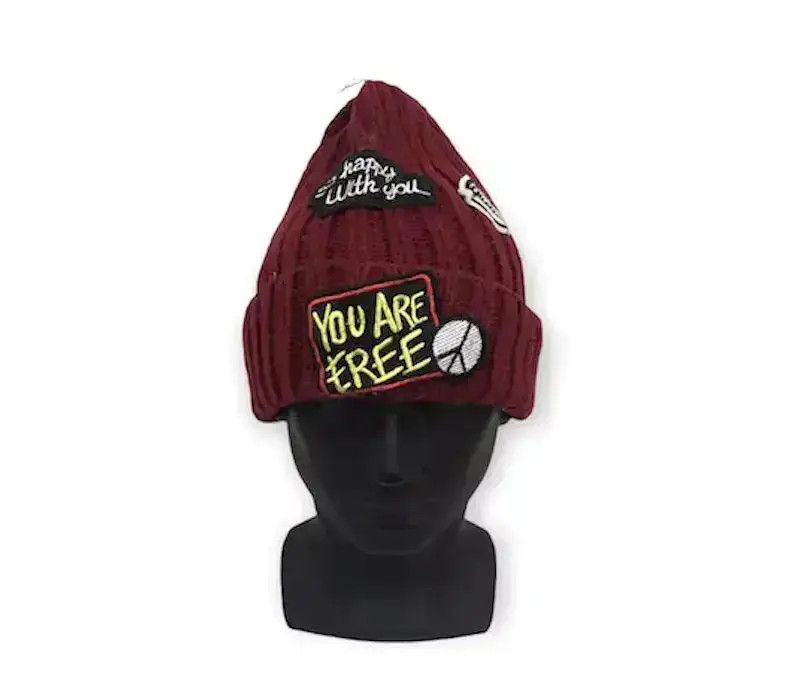 Vintage Japanese Brand Patches Knit Beanie Hat Size ONE SIZE - 1 Thumbnail