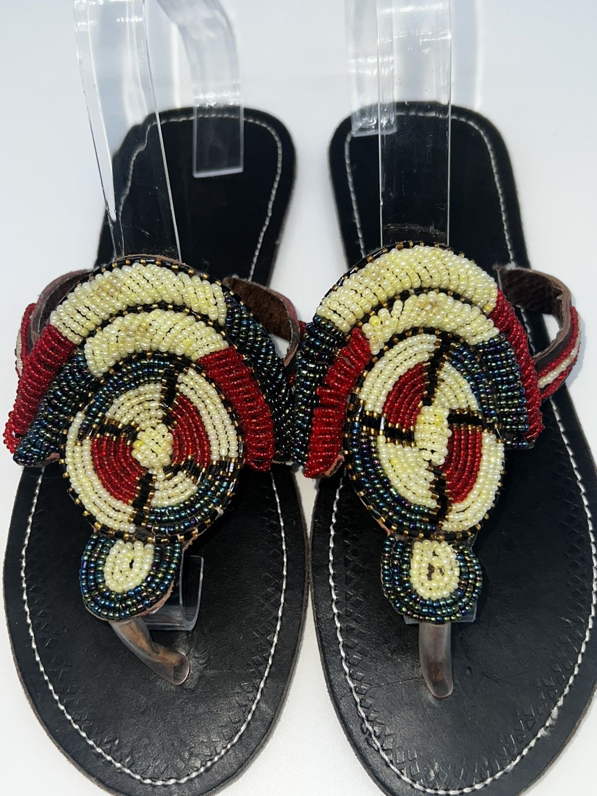 Other Handmade African Beaded, Leather Maasai Sandals Multicolor Size US 9.5 / IT 39.5 - 8 Thumbnail