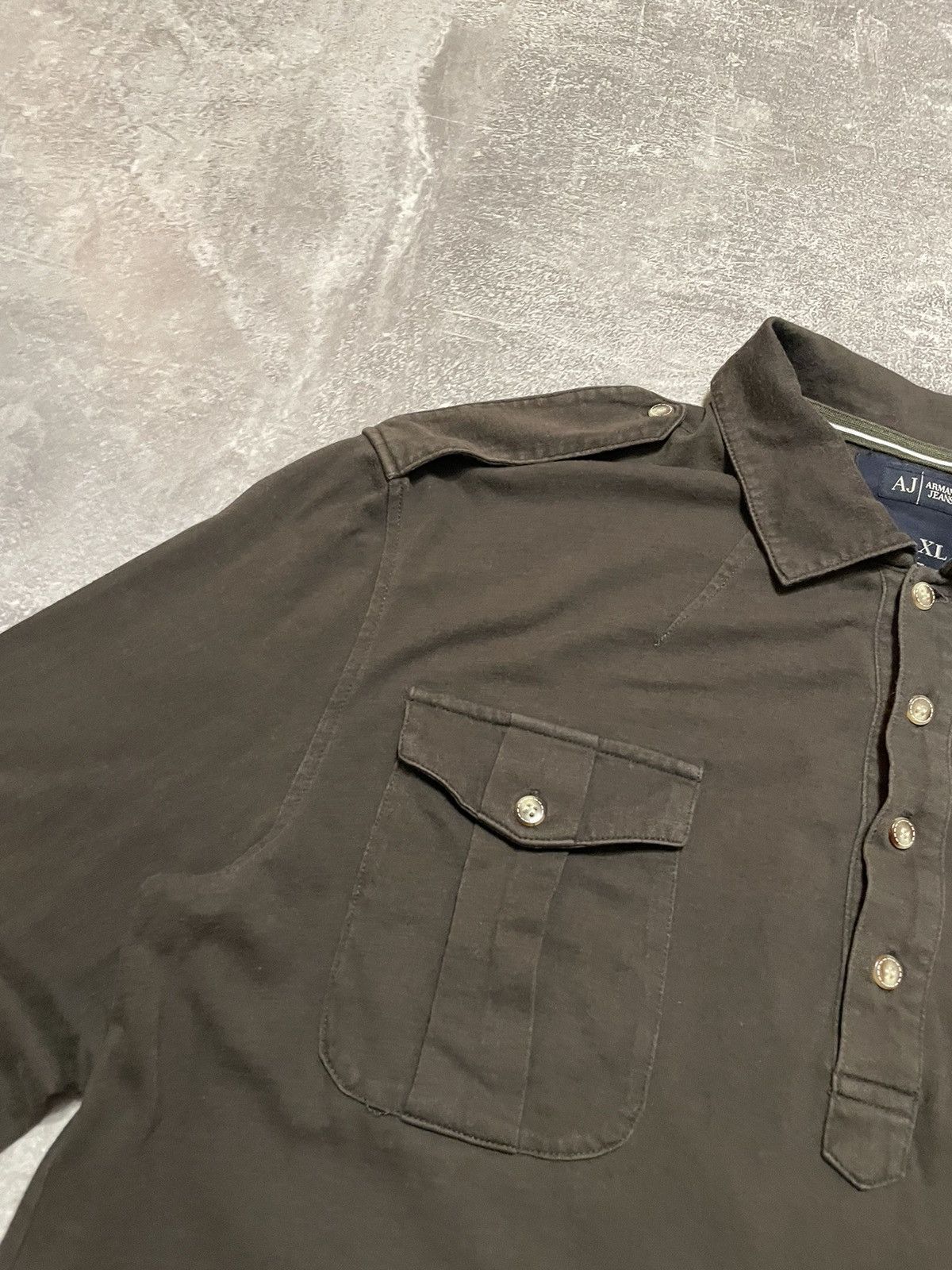 Armani × Vintage Vintage Armani Jeans Long Sleeve Shirt Big Logo Size US L / EU 52-54 / 3 - 7 Thumbnail