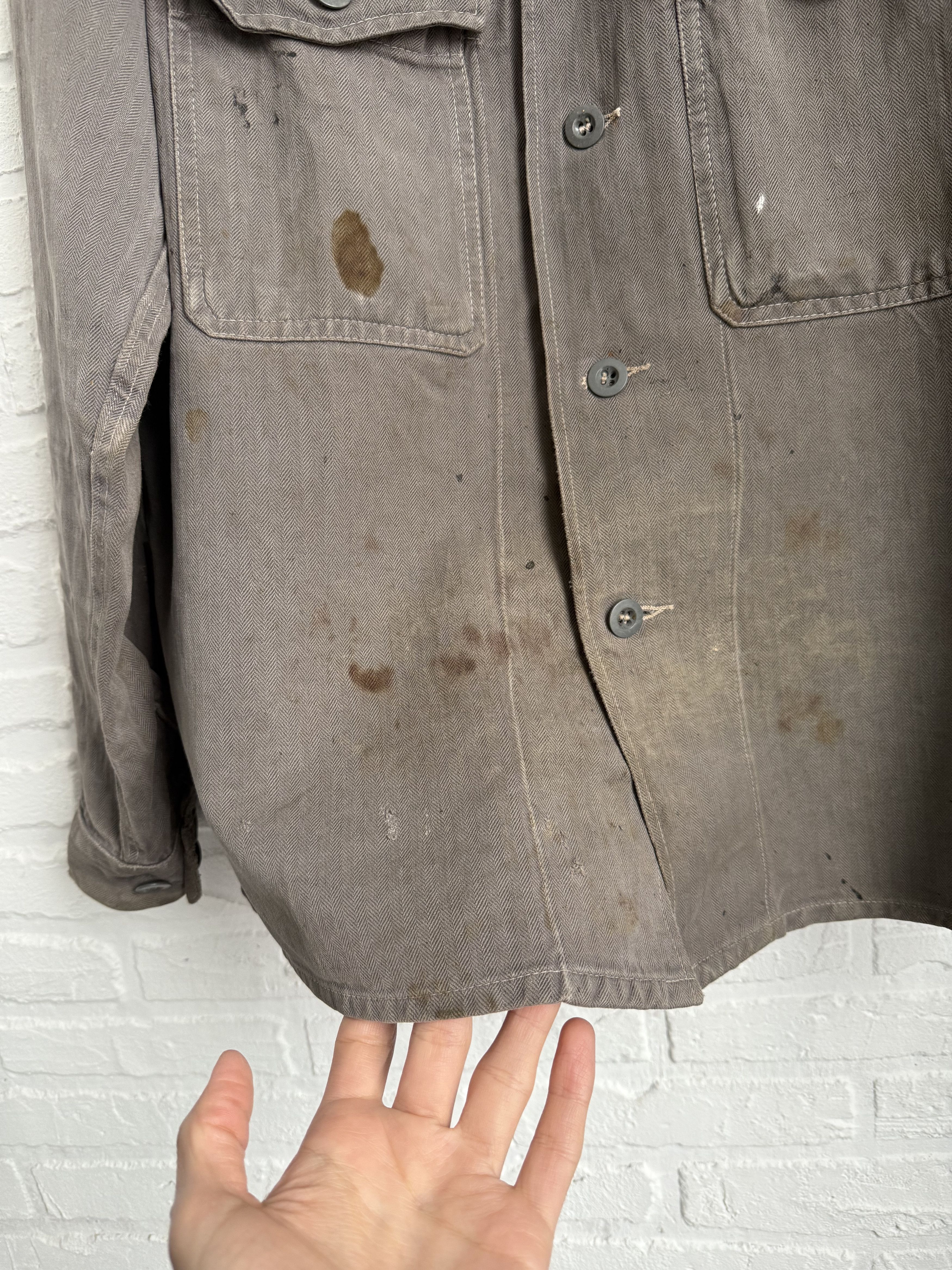 Vintage RARE 1930s 1940s Brown Moleskin French Chore Jacket Size US L / EU 52-54 / 3 - 9 Thumbnail