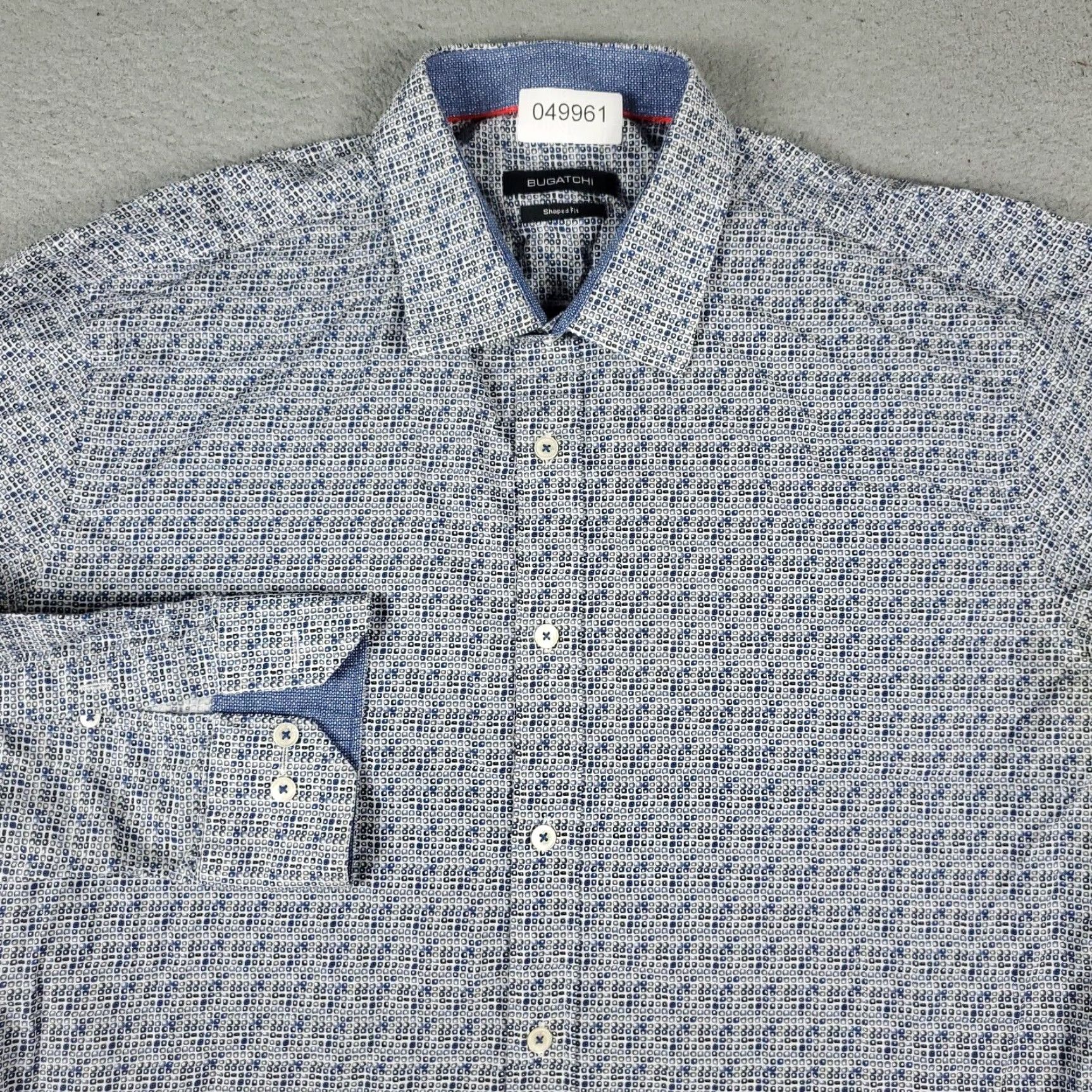 BUGATCHI VINTAGE Bugatchi Uomo Button-Up Shirt Mens XL Blue Geometric Collared Long Sleeve Regular Fit Modern Classic Mens XL Blue Geometric Shirt Size US XL / EU 56 / 4 - 2 Thumbnail