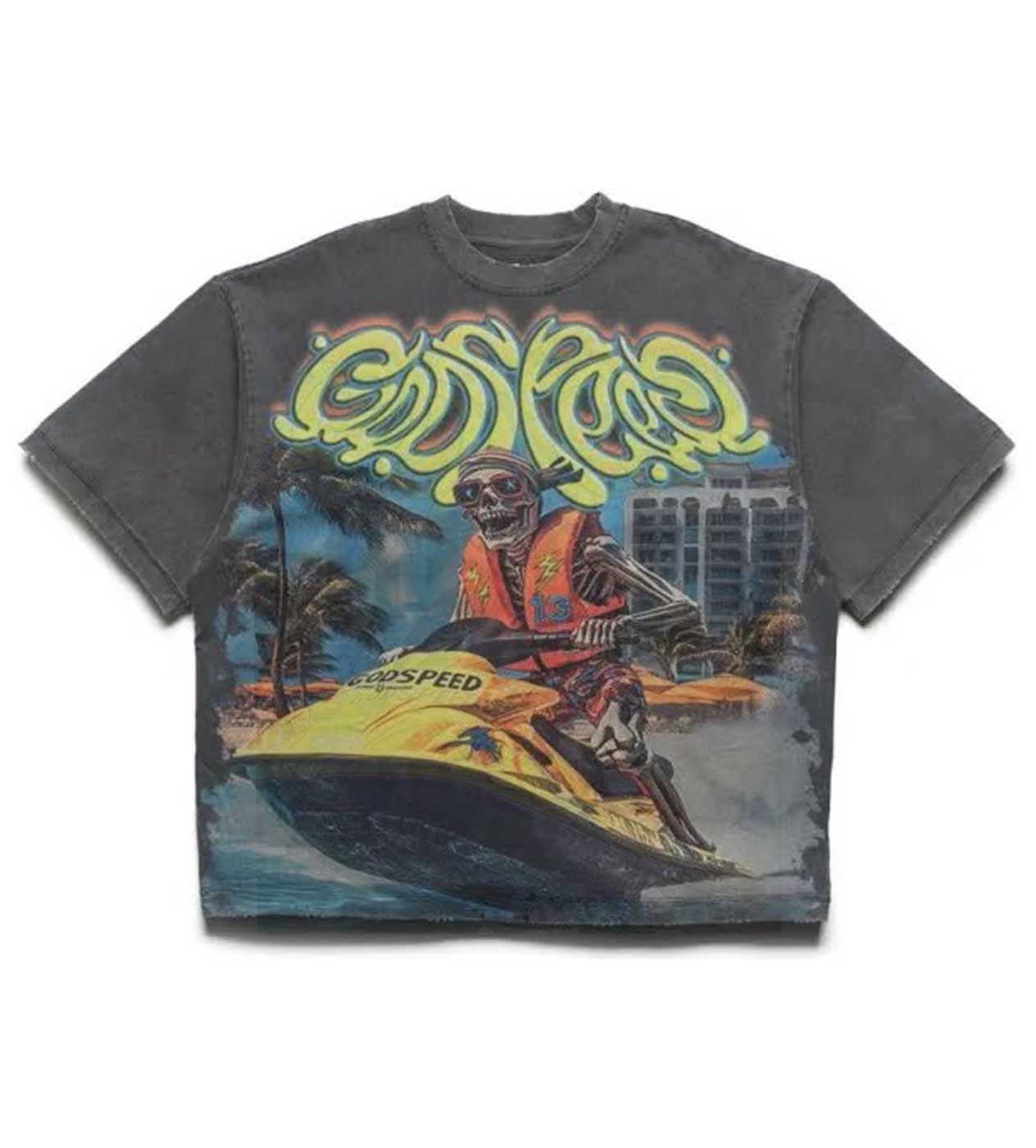 Godspeed Wave Runner Tee Grey Wash Size US S / EU 44-46 / 1 - 1 Thumbnail