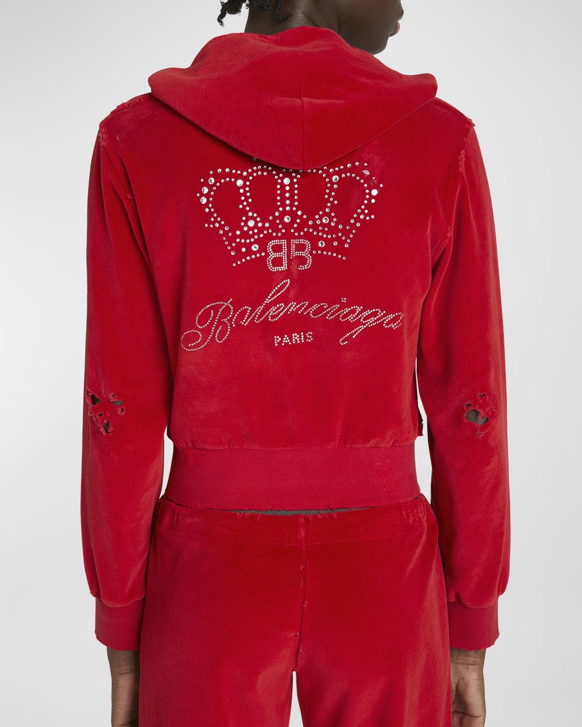 Balenciaga o1bcso1str0525 BB Motel Zip Up Hoodie Fitted in Red Size S / US 4 / IT 40 - 5 Thumbnail