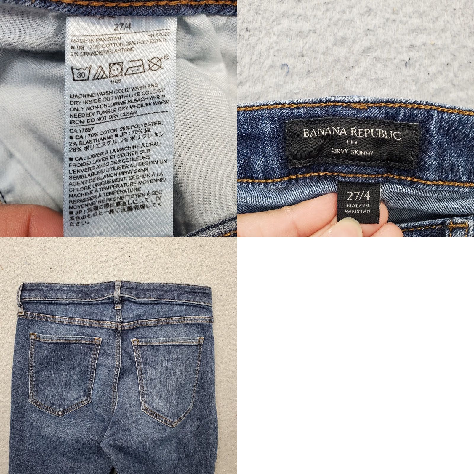 Banana Republic Banana Republic Womens 4 Jeans Blue Denim Skinny 27.75" Inseam 5-Pocket Stretch Slim Curve Size 27" / US 4 / IT 40 - 8 Thumbnail