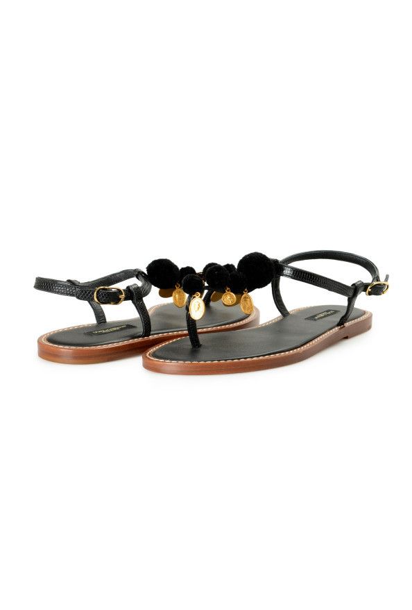Dolce & Gabbana o1y0925 Ankle Strap Thong Sandals in Black Size US 5.5 / IT 35.5 - 6 Thumbnail