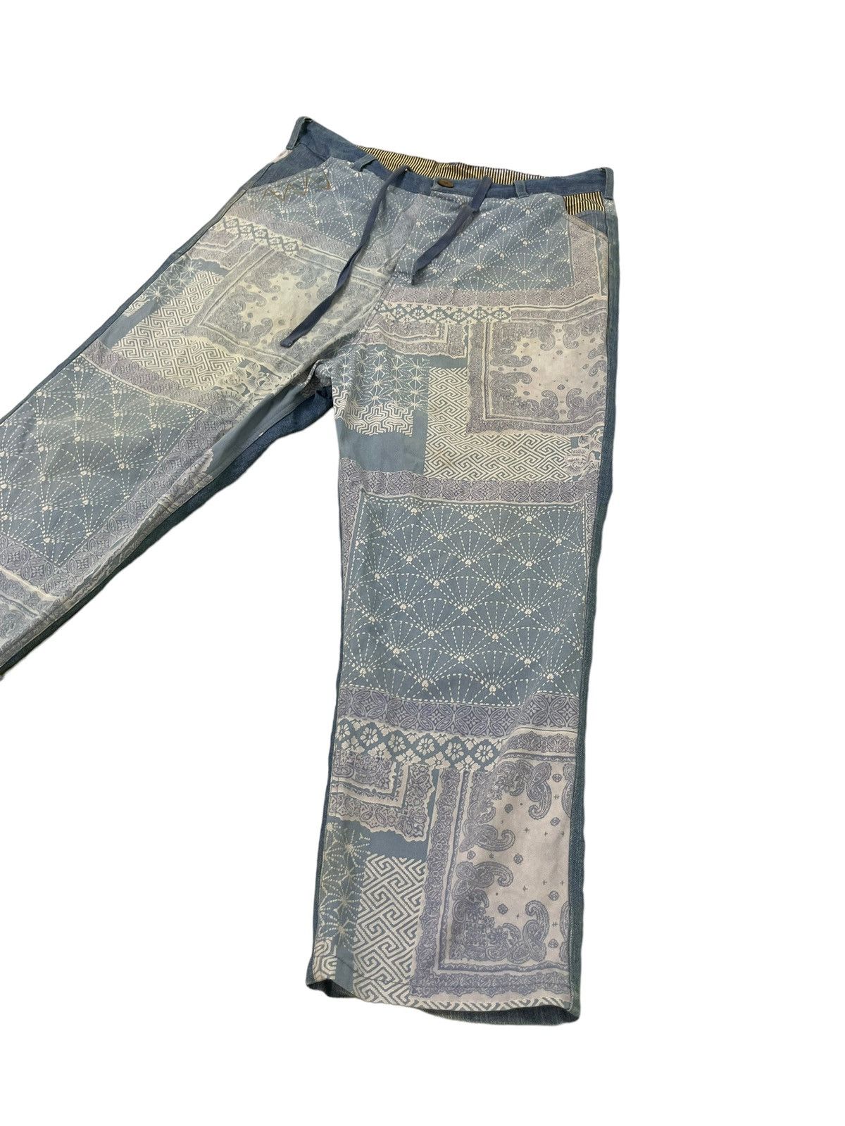 Japanese Brand Baggy Tapered Amina Japanese Pattern Thin Denim 6🟦6 Size US 35 - 2 Thumbnail