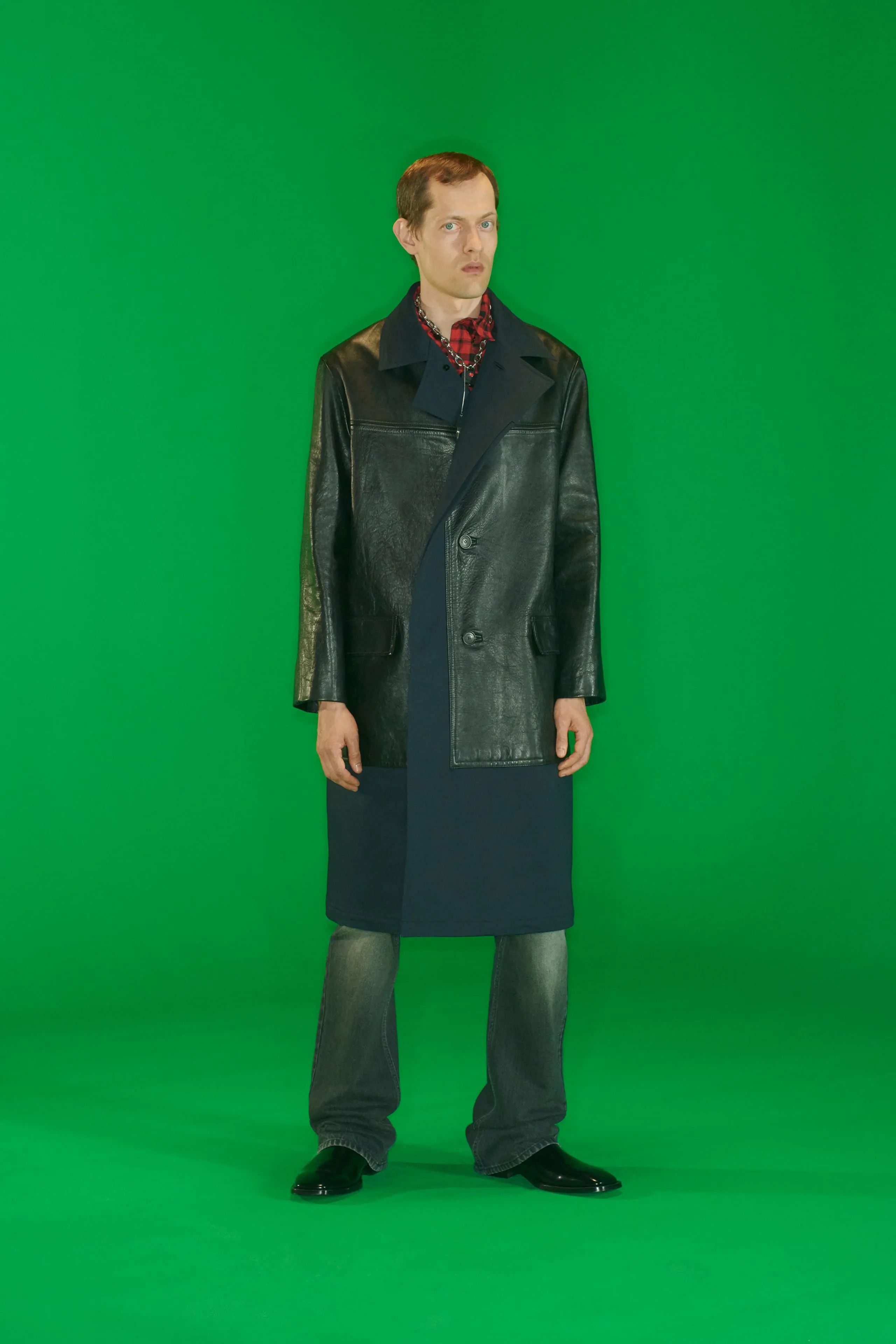 image of Balenciaga Ss19 Layered Leather Coat Size 46 in Black, Men's
