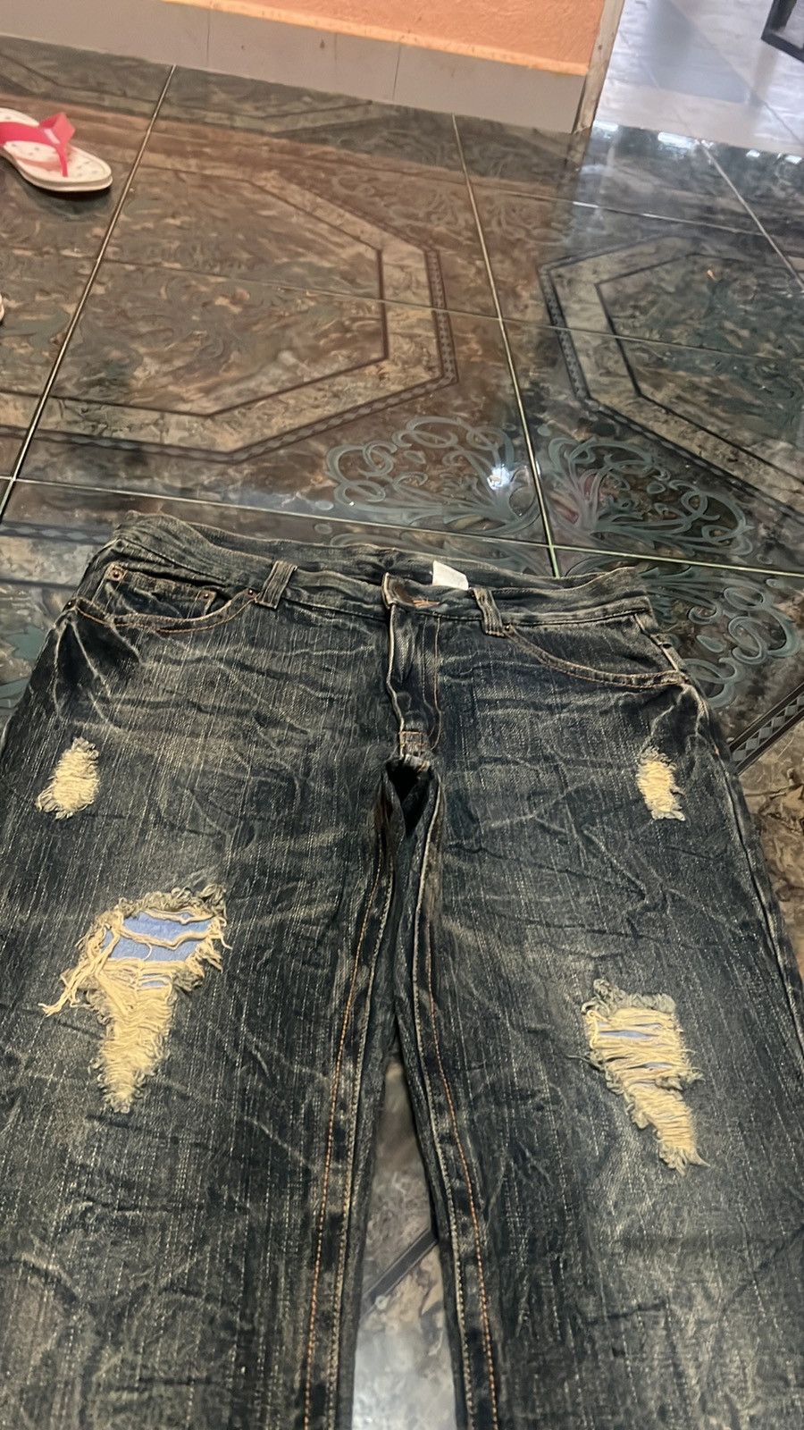 Japanese Brand UNKNOW DISTRESSED DENIM PANT Size US 30 / EU 46 - 7 Thumbnail