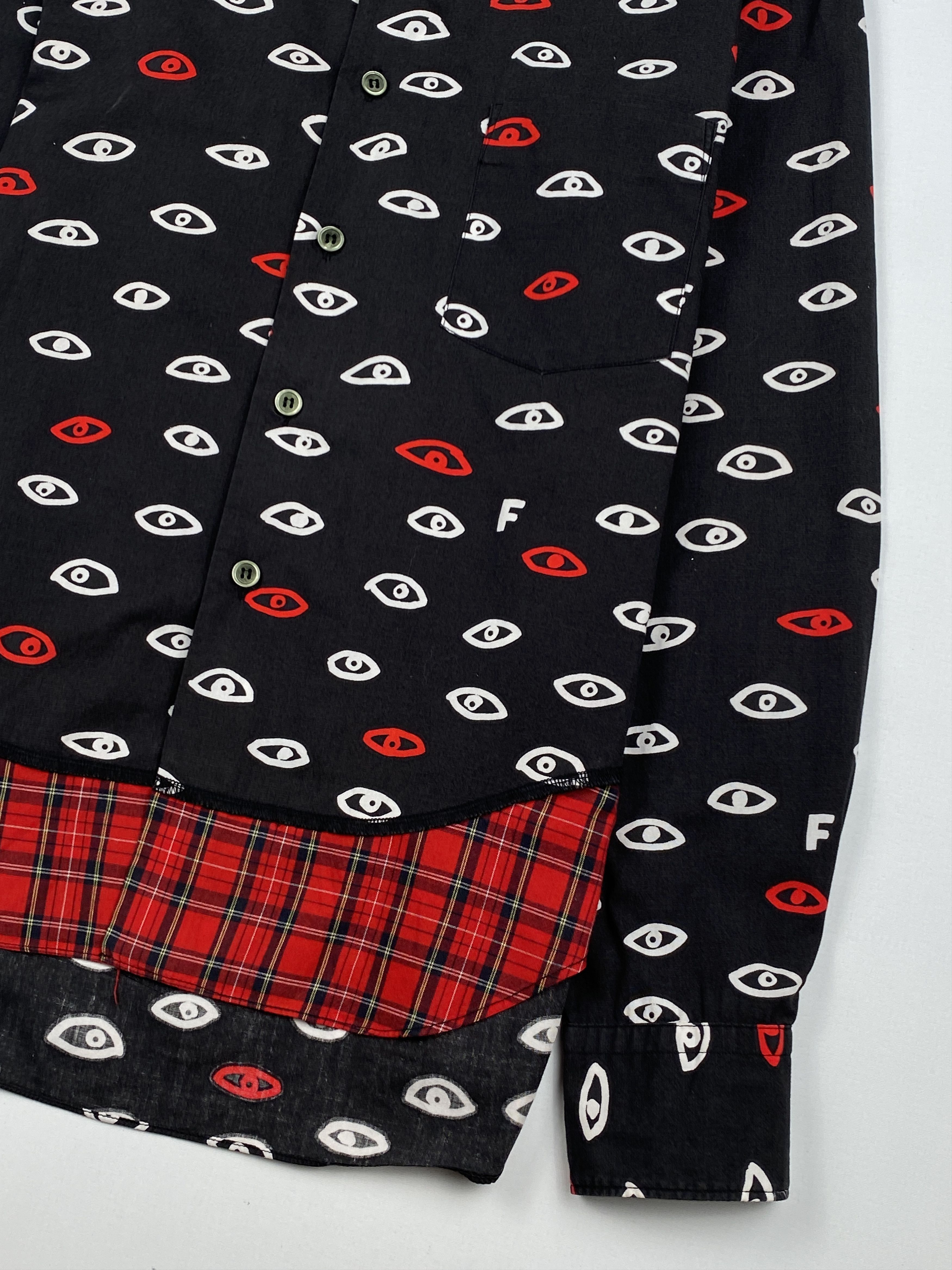 Comme des Garcons Black AD2015 Eyes All-Over Print Flannel Long Sleeves Shirt Size US XS / EU 42 / 0 - 8 Thumbnail