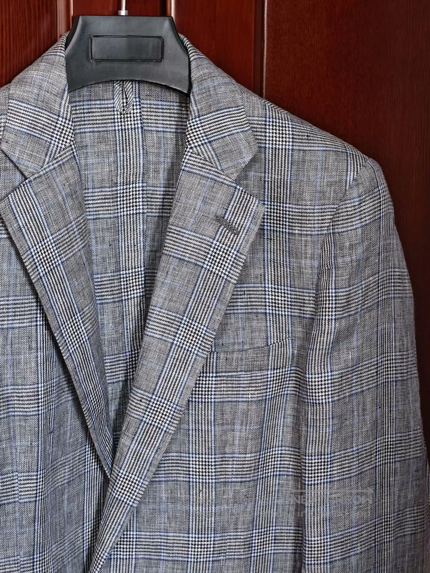 Japanese Brand Custom Gray Blue Plaid Linen Blazer. Size US M / EU 48-50 / 2 - 2 Thumbnail