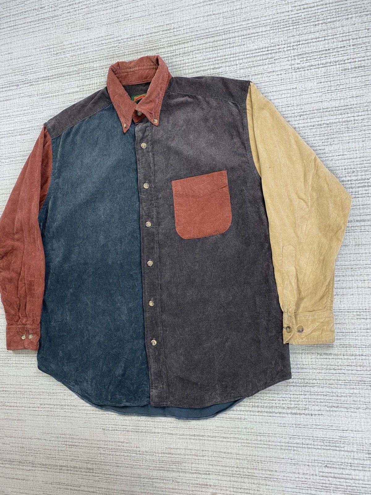 Boston Traders × Vintage Vintage Boston Traders Colour Block Corduroy Button Up Shirt Size US L / EU 52-54 / 3 - 3 Thumbnail