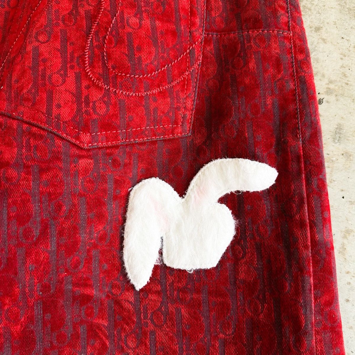 Dior × ERL ❤️‍🔥 VVIP RUNWAY Chinese New Year Oblique Crushed Velvet Denim Size US 33 - 8 Thumbnail
