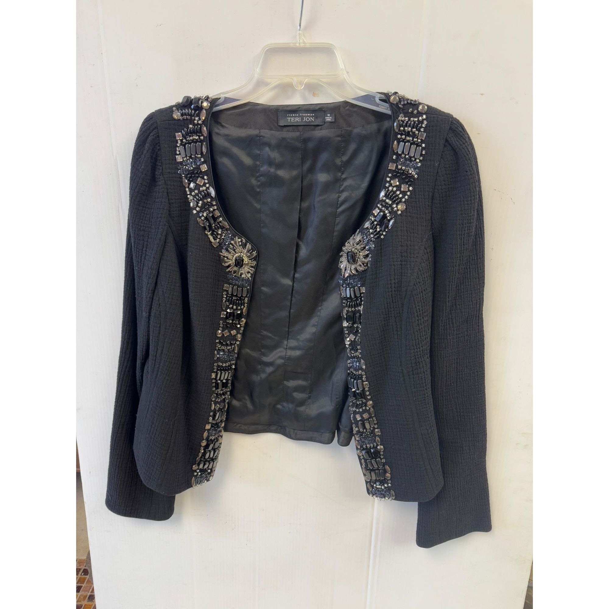 Vintage Rickie Freeman For Teri Jon Jewel Beaded Blazer Jacket Size Size XL / US 12-14 / IT 48-50 - 2 Thumbnail